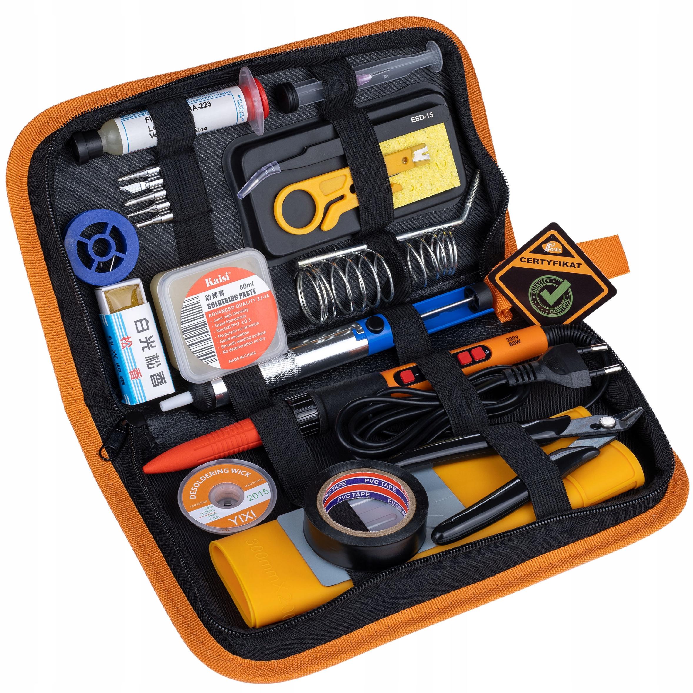 SOLDERING KIT 17IN1 STRONG SOLDERING IRON 80W LCD CASE STAND TIN GUIDE Manufacturer code ZESTAW-MING-OGAN