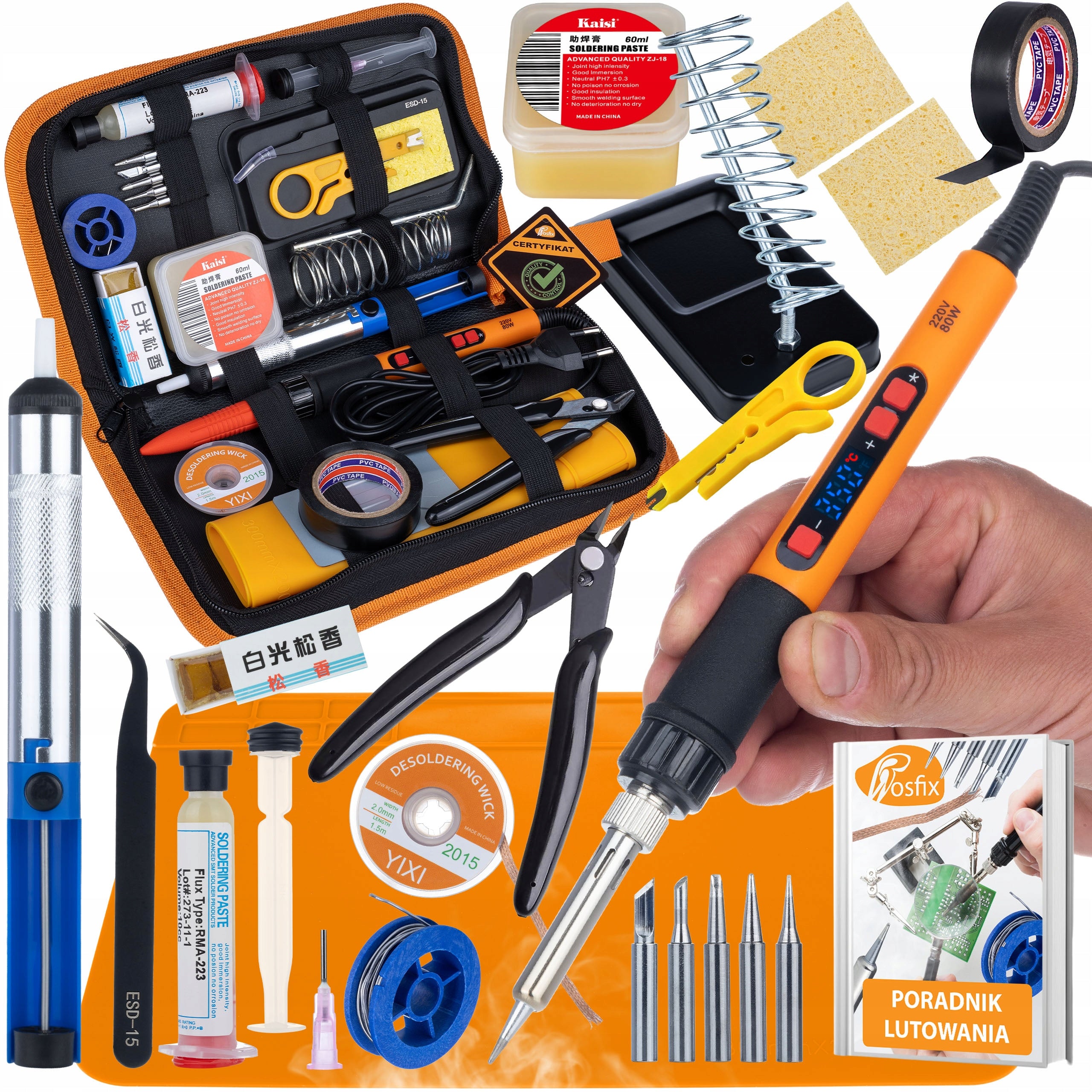 SOLDERING KIT 17IN1 STRONG SOLDERING IRON 80W LCD CASE STAND TIN GUIDE
