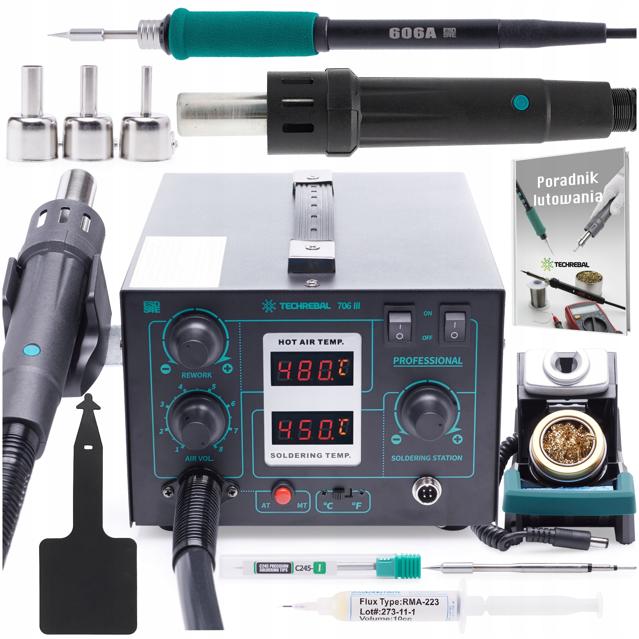 SOLDERING STATION 2in1 TECHREBAL 706 III HOT AIR FOR C245 720W TIPS
