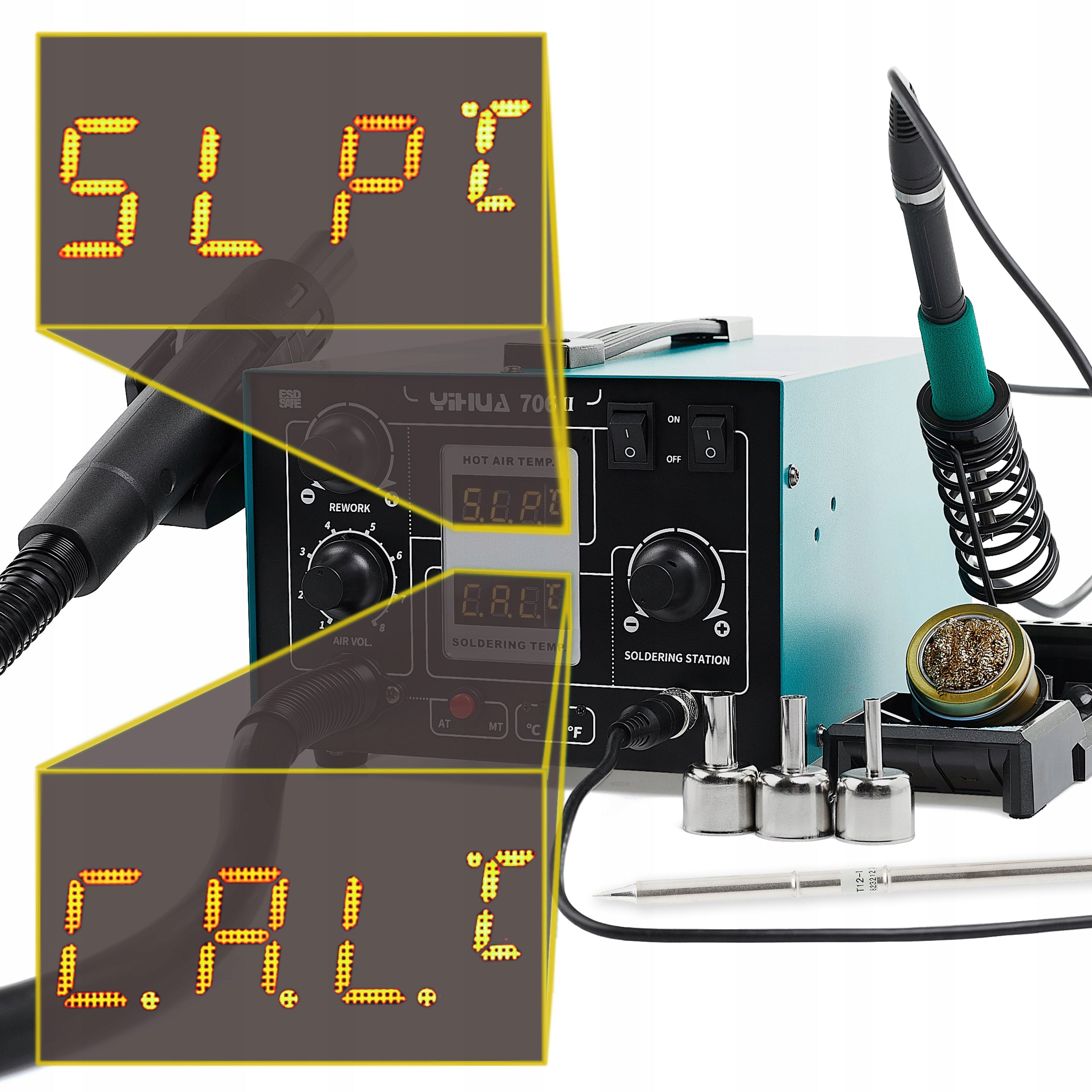 SOLDERING STATION 2in1 hot air T12 Yihua 706 II strong precision flask Power supply mains
