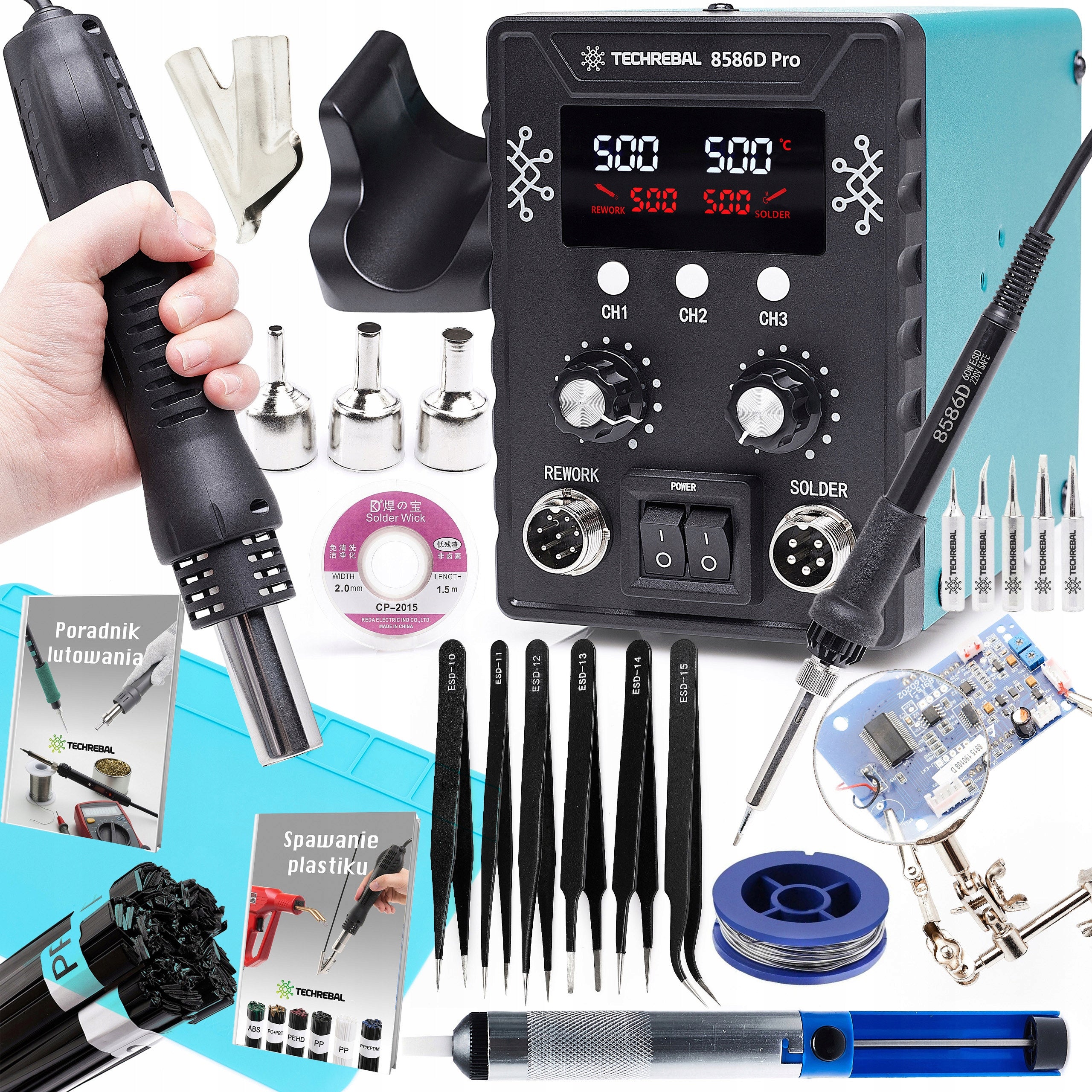 SOLDERING STATION HOT AIR SOLDERING IRON 900M FLASK 8586 760W 2in1 SET XXL