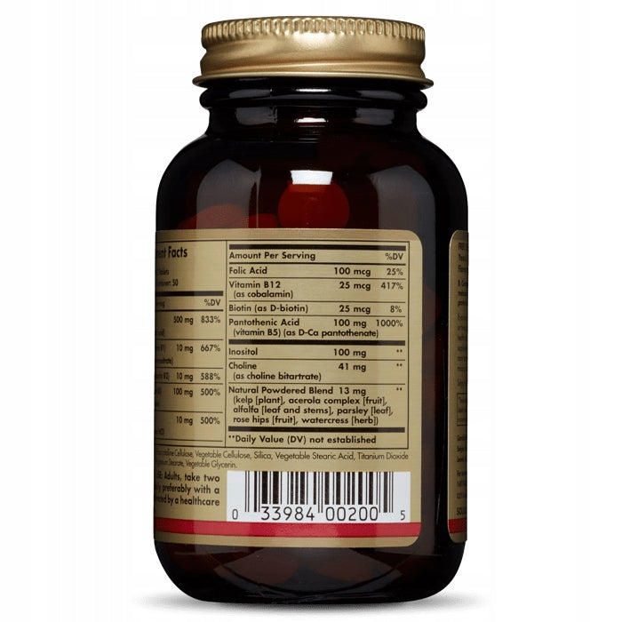 SOLGAR B COMPLEX WITH VITAMIN C VITAMIN STRESS FORMULA 100 Tablets Brand Solgar