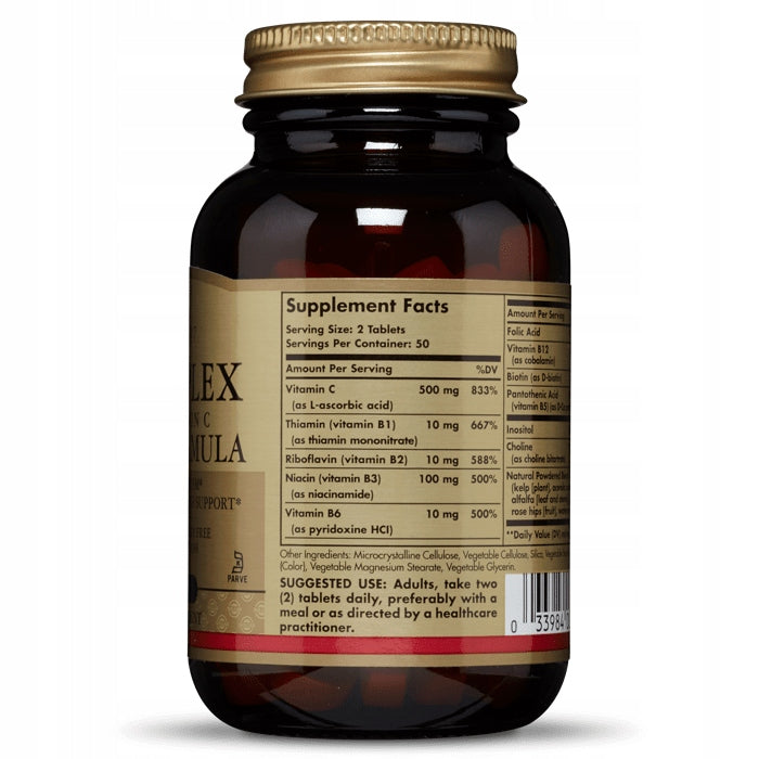 SOLGAR B COMPLEX WITH VITAMIN C VITAMIN STRESS FORMULA 100 Tablets Manufacturer code SOL0560