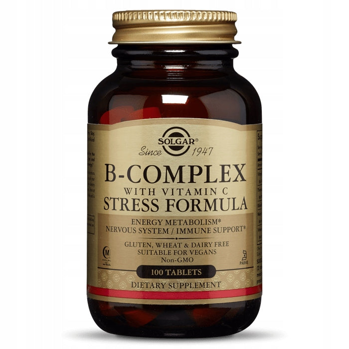 SOLGAR B COMPLEX WITH VITAMIN C VITAMIN STRESS FORMULA 100 Tablets