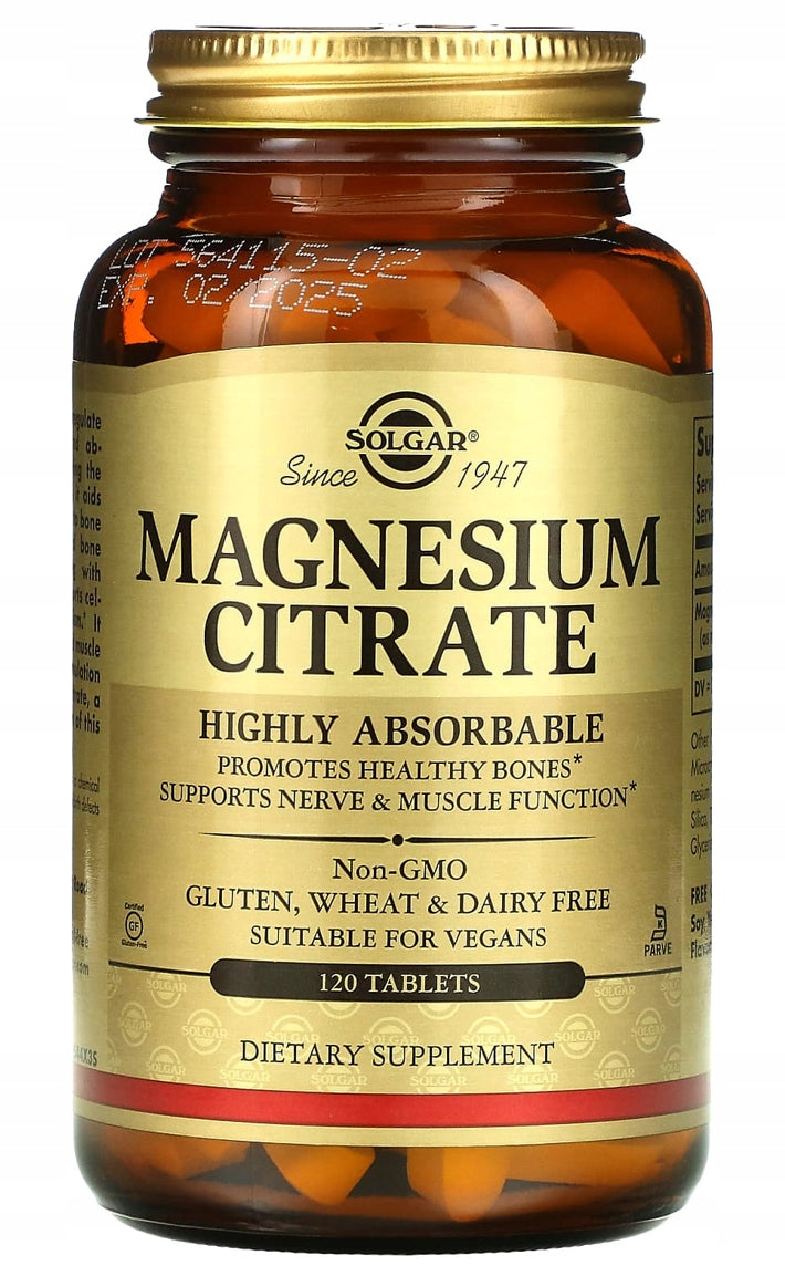 SOLGAR Magnesium Citrate MAGNESIUM Magnesium Citrate | 200 mg | 120 tablets