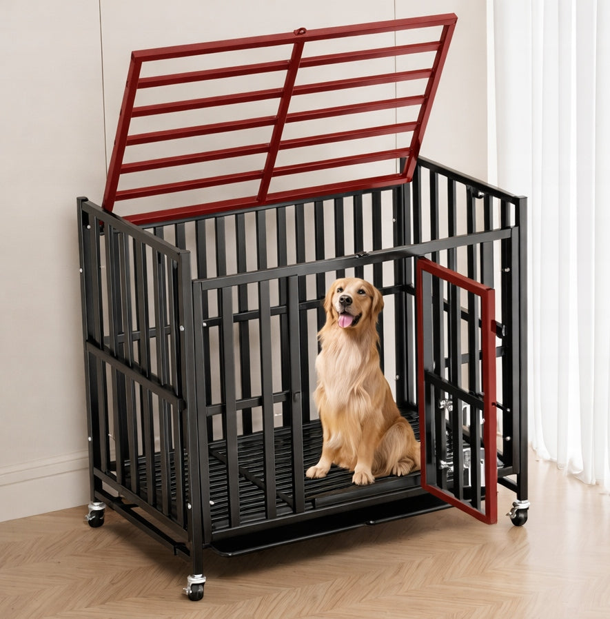SOLID CAGE FOR DOG CAT PLAYPEN TRANSPORTER ON WHEELS 110x72x95 cm Brand MatMay