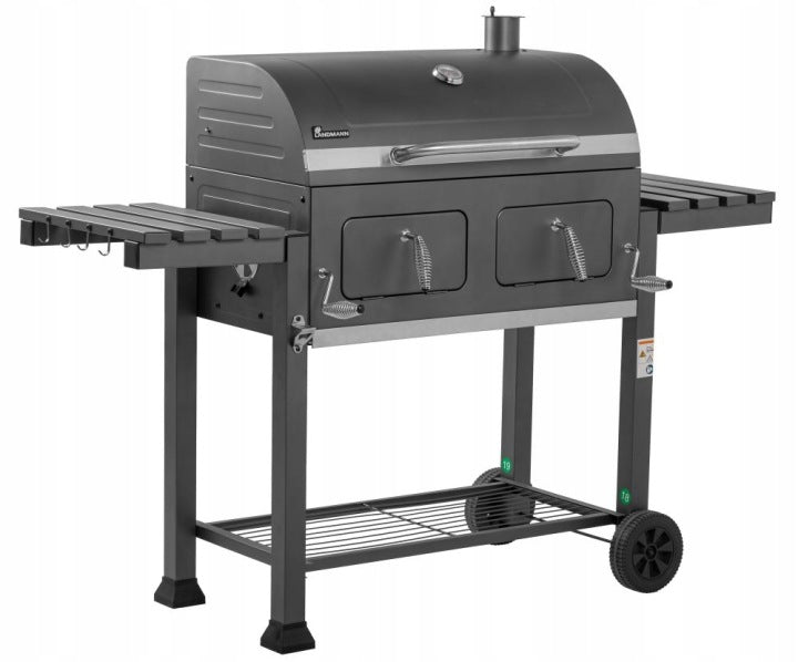 SOLID CHARCOAL GRILL WITH 2 CHAMBERS LANDMANN COMFORT XL CAST IRON GRATE+HOLE Grill depth 69 cm