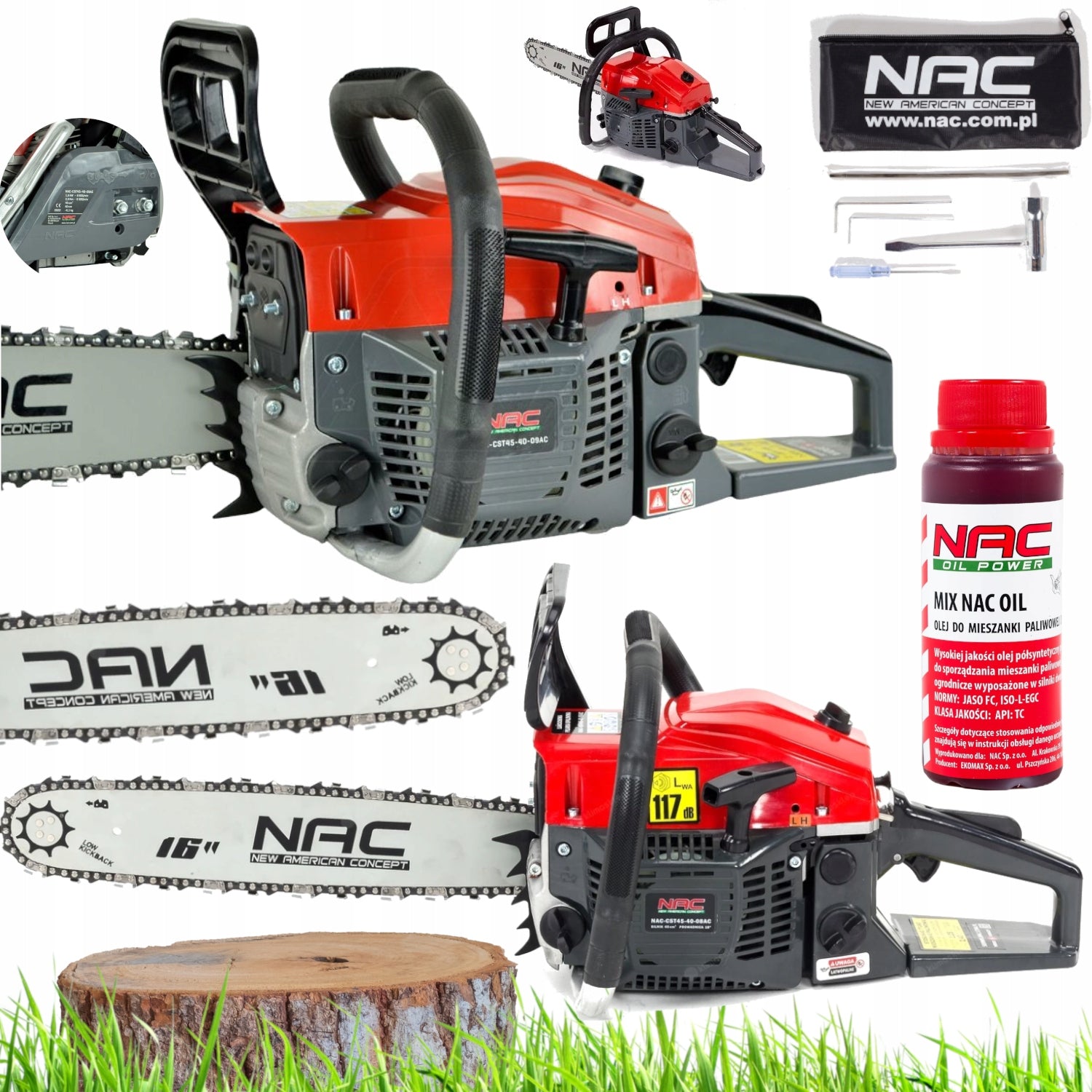 SOLID DIESEL SAW NAC 3KM 45cm FULL SET + OIL GRATSI !