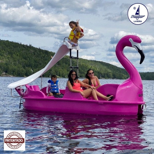 SOLID FLAMINGO WATER BIKE FOR 4 PEOPLE FOR RENTAL WITH WHEELS Material polyethylene