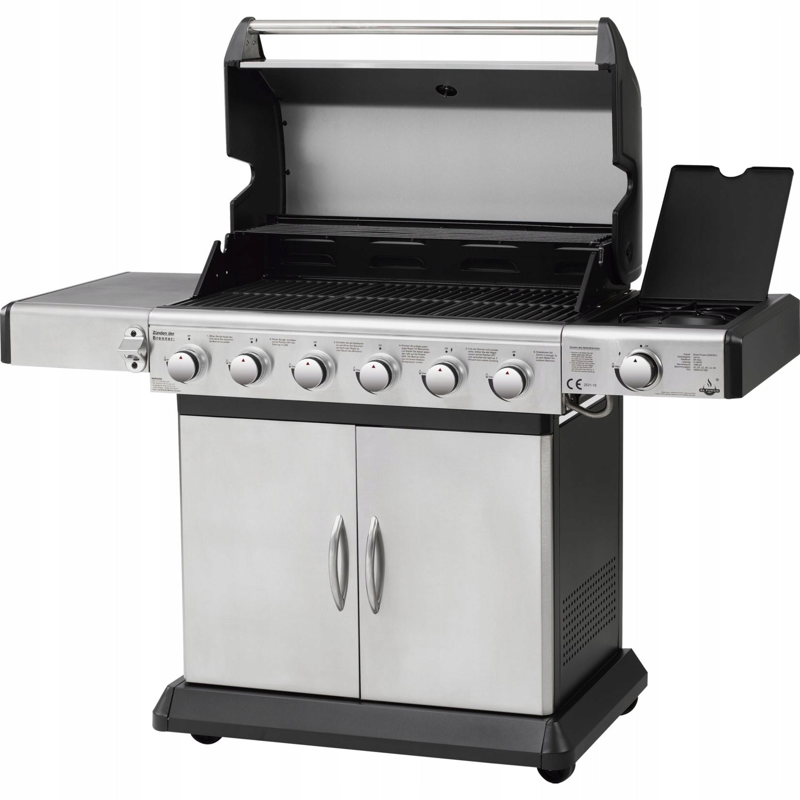 SOLID GAS GRILL EL FUEGO DELUXE 7 BURNERS ! DOUBLE COVER+REDUCER! Packaging status original