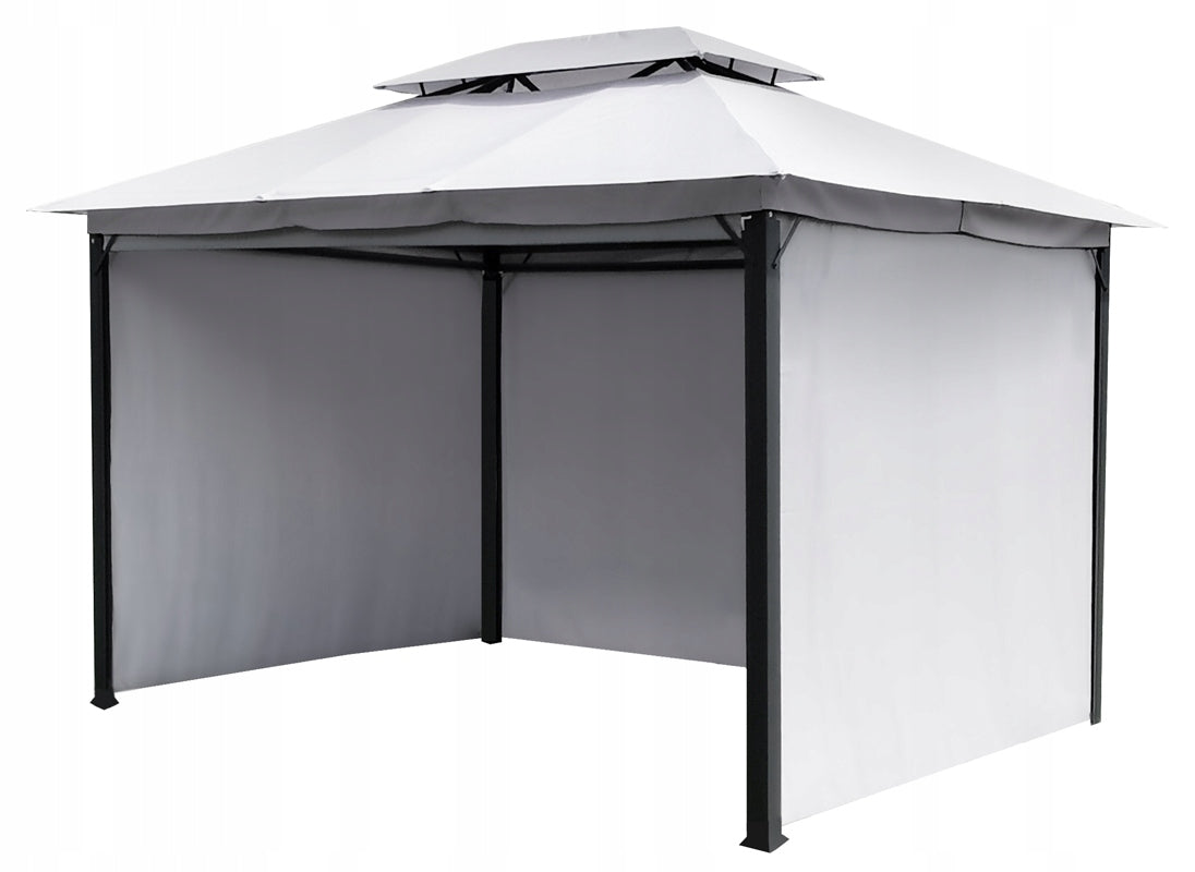 SOLID PAVILION GAZEBO GARDEN TENT 4 WALLS STEEL 3x4 LIGHT GREY ONTARIO
