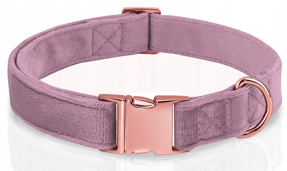 SOLID VELVET DOG COLLAR, ADJUSTABLE, SOFT ROSE GOLD 27-45cm S/M Brand Reverse