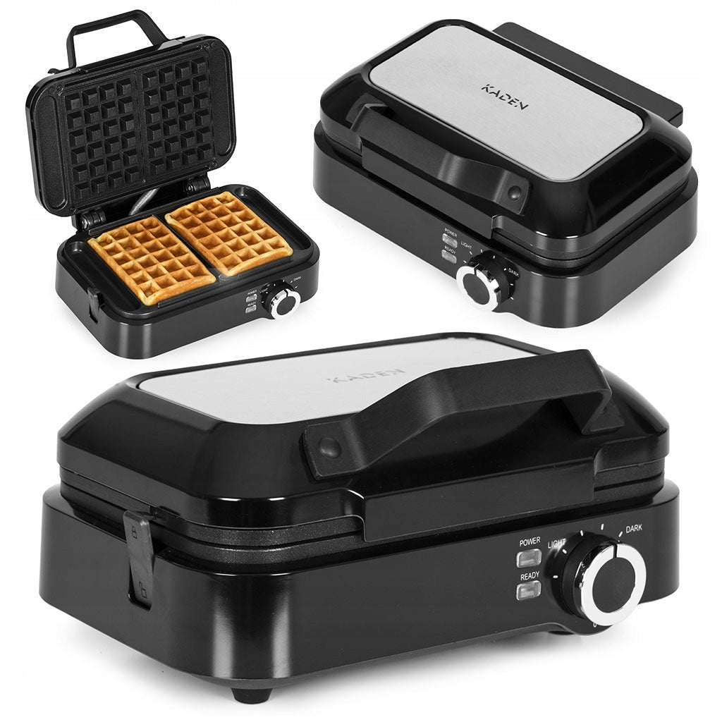 SOLID WAFFLE MAKER FOR 2 LARGE WAFFLES - TEFLON NON-STICK COATING