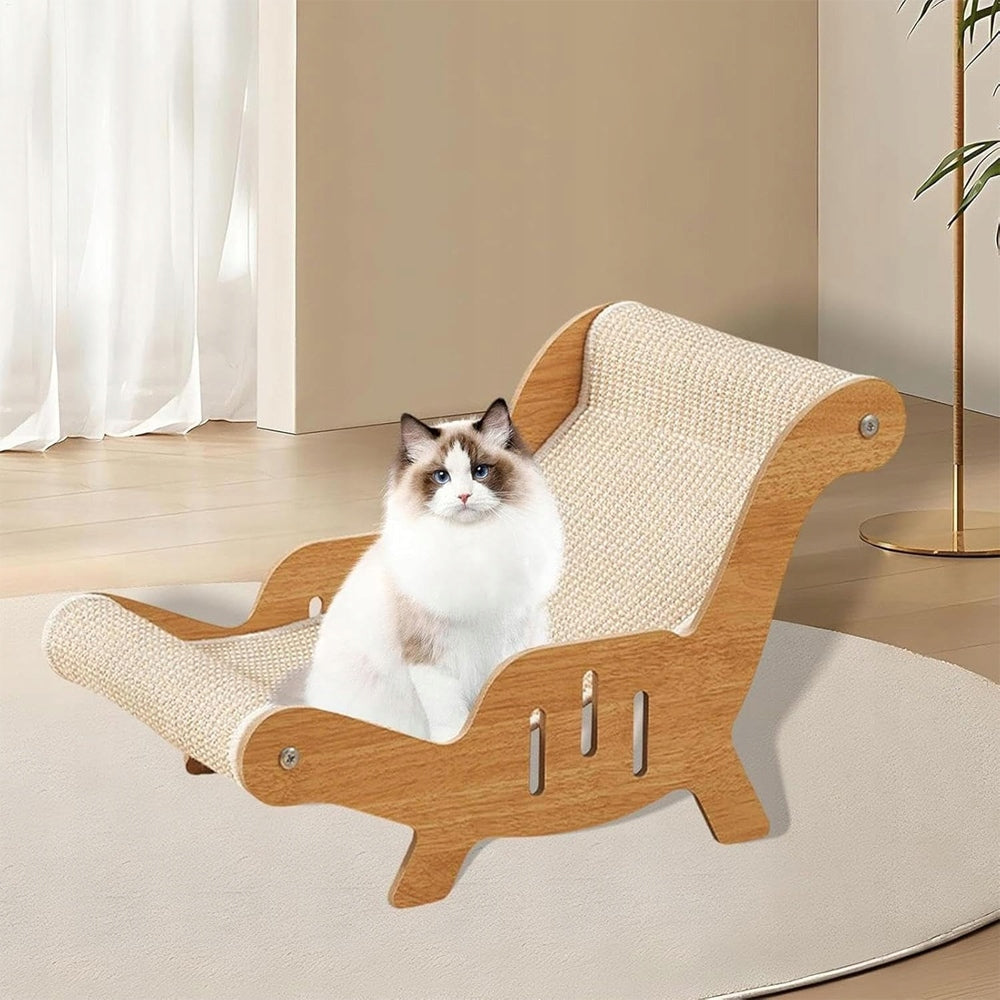 SOLID WOODEN SCRATCHING CHAIR WITH SISAL ROPE FOR BEDROOM Length 53 cm