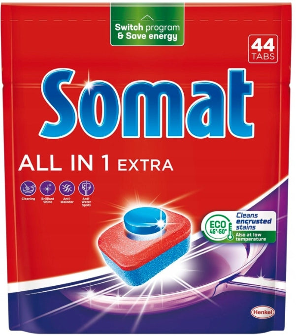 SOMAT All In 1 Extra Dishwasher Tablets 44 Tablets