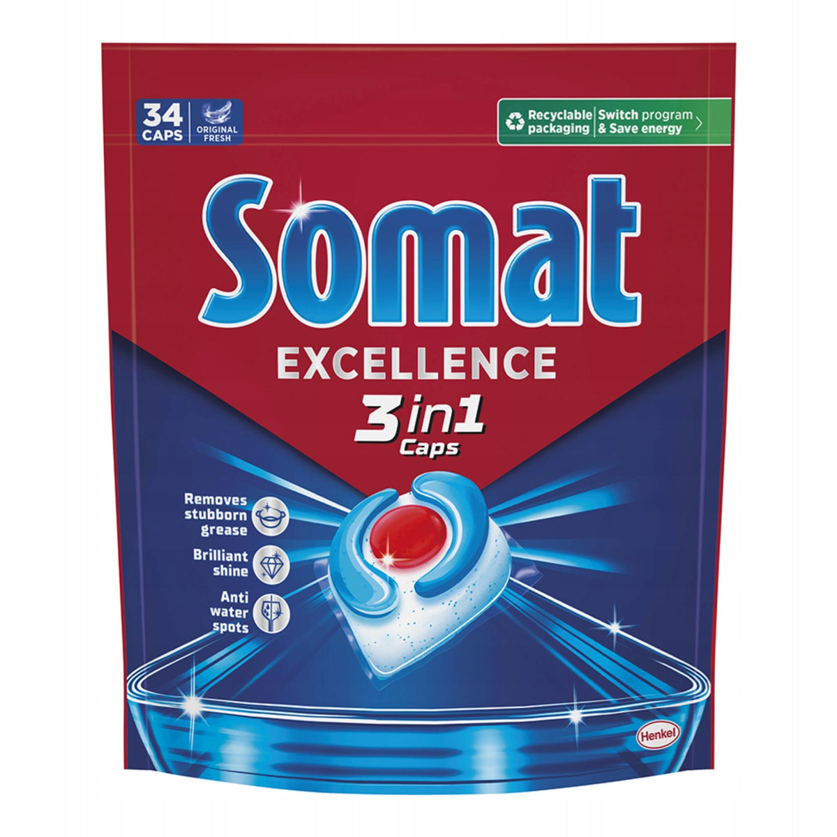 SOMAT EXCELLENCE 3IN1 CAPSULES ORIGINAL FRESH 34PCS