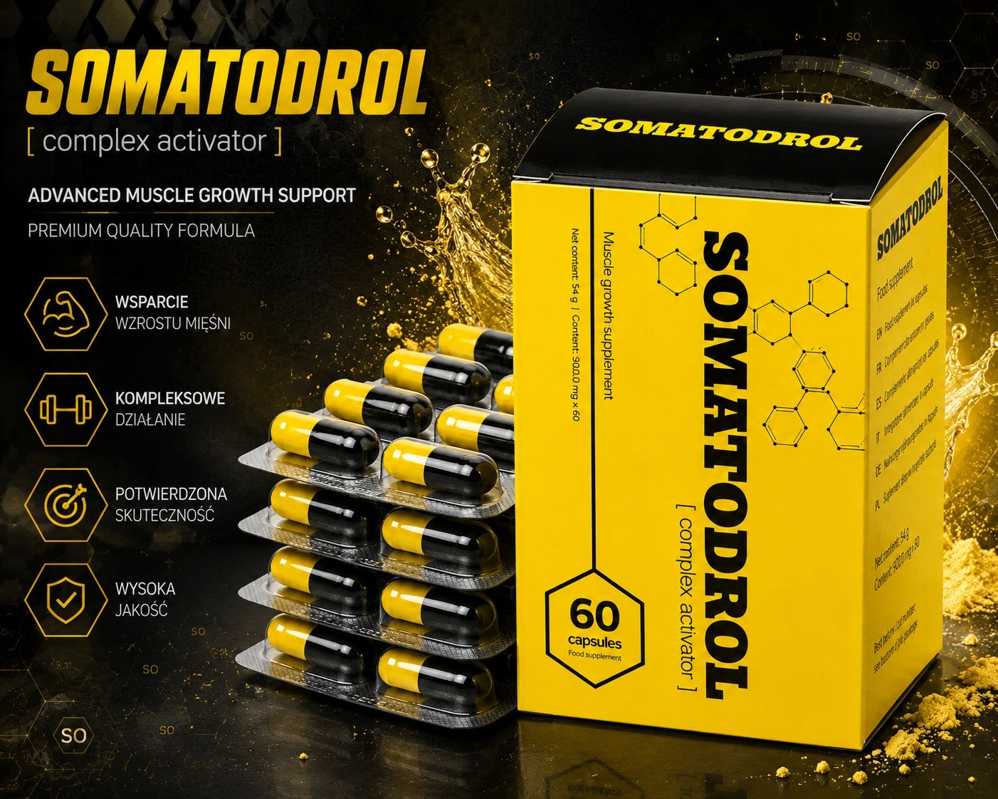 SOMATODROL 60caps. HIT 9kg HGH MASS ! TESTOSTERONE BOOSTER LIPIDO SEX STRENGTH Brand Iridium Labs