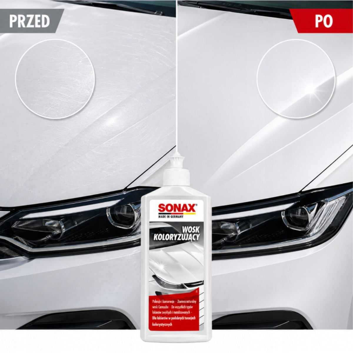 SONAX COLORING WAX NANO PRO WHITE 250 ml CARNAUBA GIVES SHINE Manufacturer's catalog number 296041