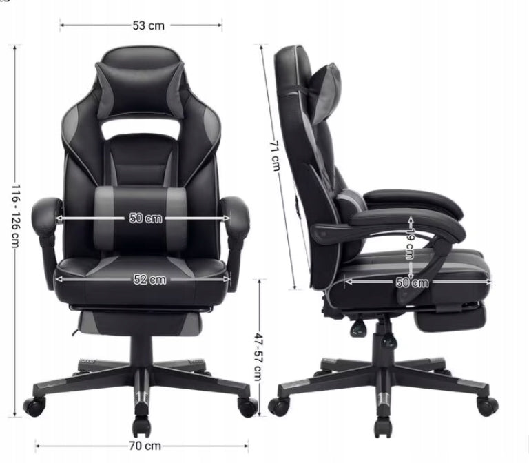 SONGMICS Gaming chair, office, height adjustable, grey Brand Songmics