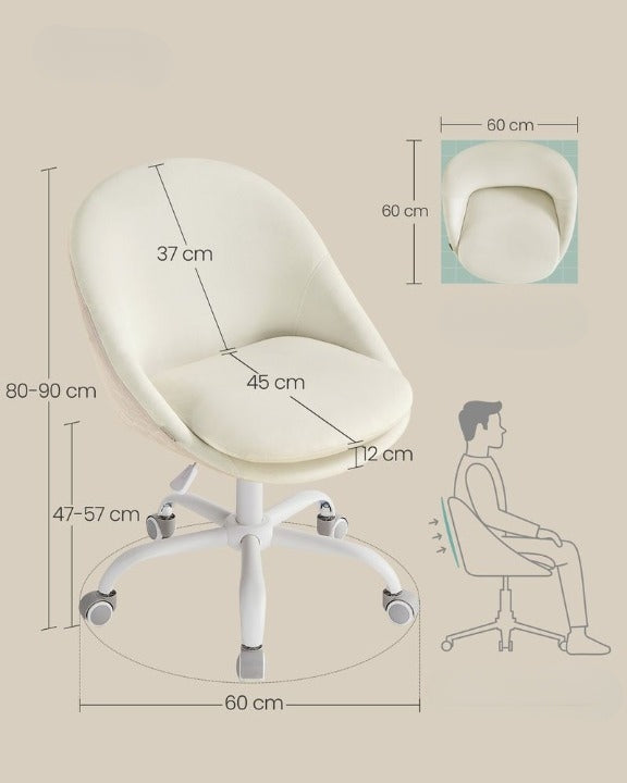SONGMICS Office Chair Swivel Velvet Cream 110kg Brand no brand