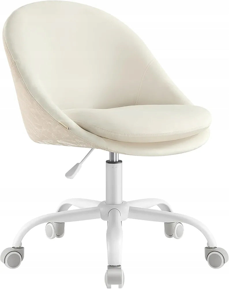 SONGMICS Office Chair Swivel Velvet Cream 110kg
