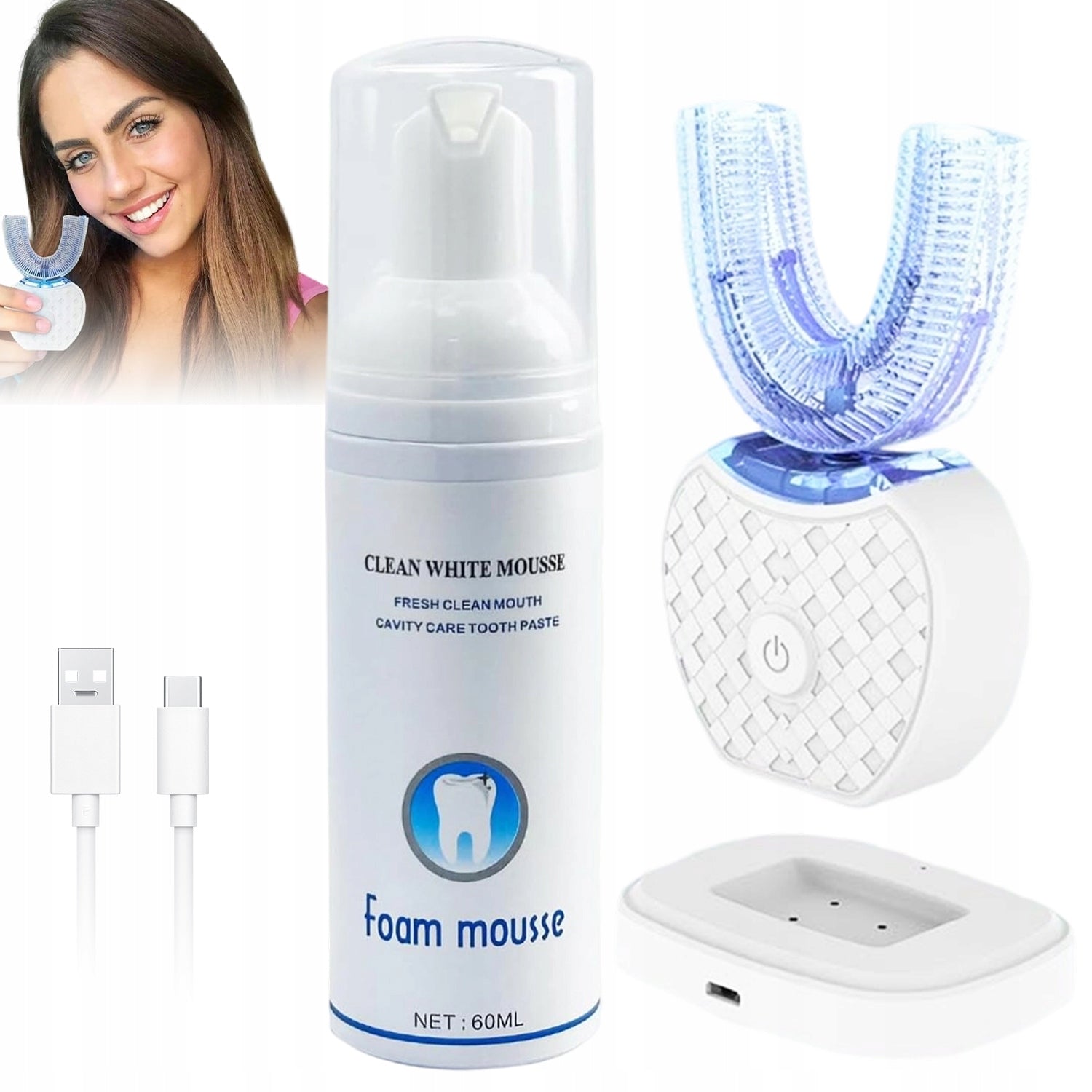 SONIC ELECTRIC TOOTHBRUSH 360° CLEANING WITH LED BLUE
