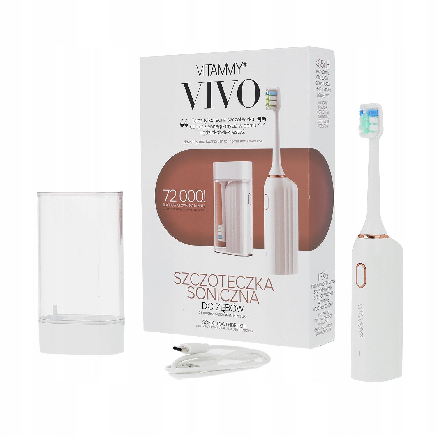 SONIC ELECTRIC TOOTHBRUSH COMPACT VITAMMY VIVO +ETUI USB