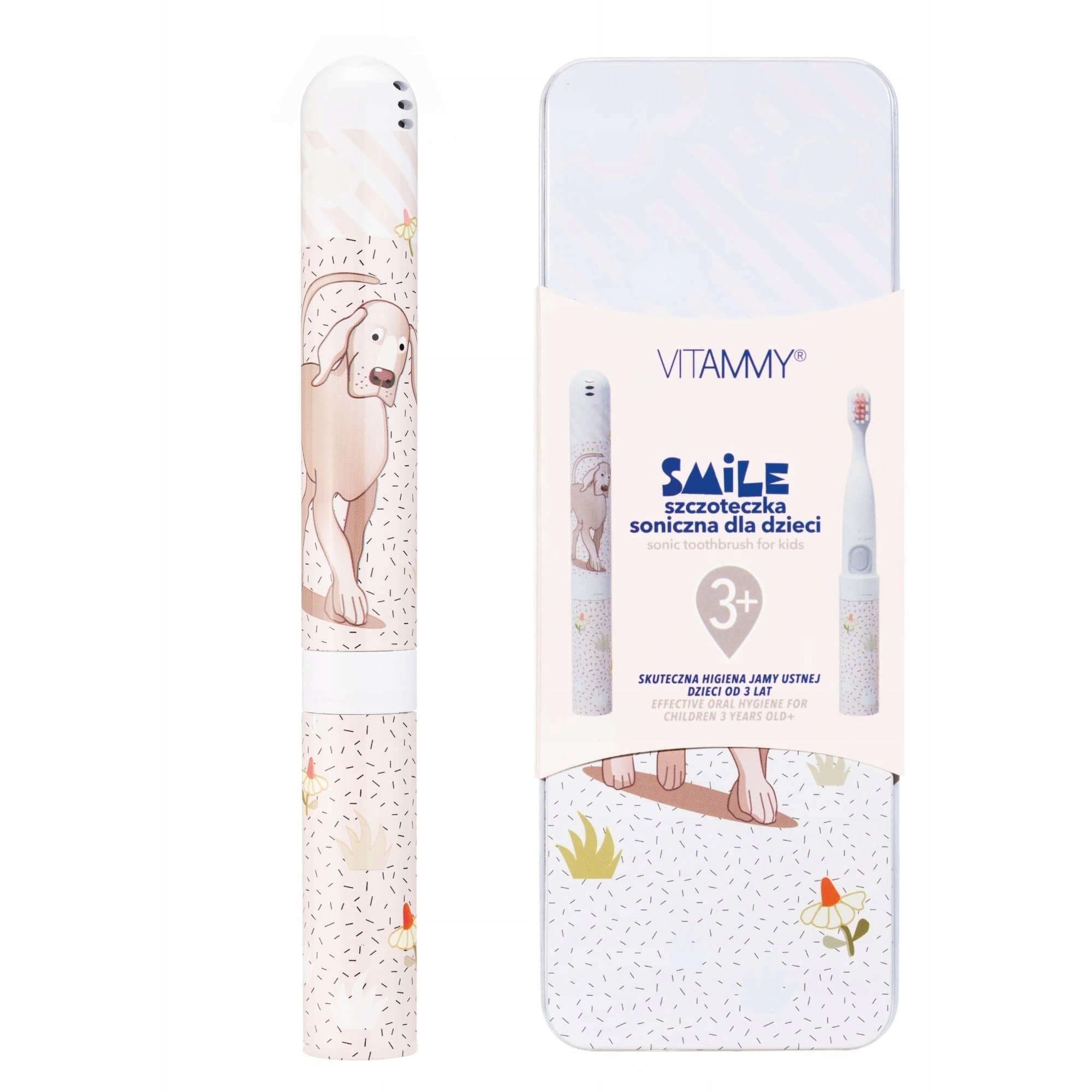 SONIC ELECTRIC TOOTHBRUSH FOR CHILDREN 3+ VITAMMY SMILE DOG + CASE Packaging status original