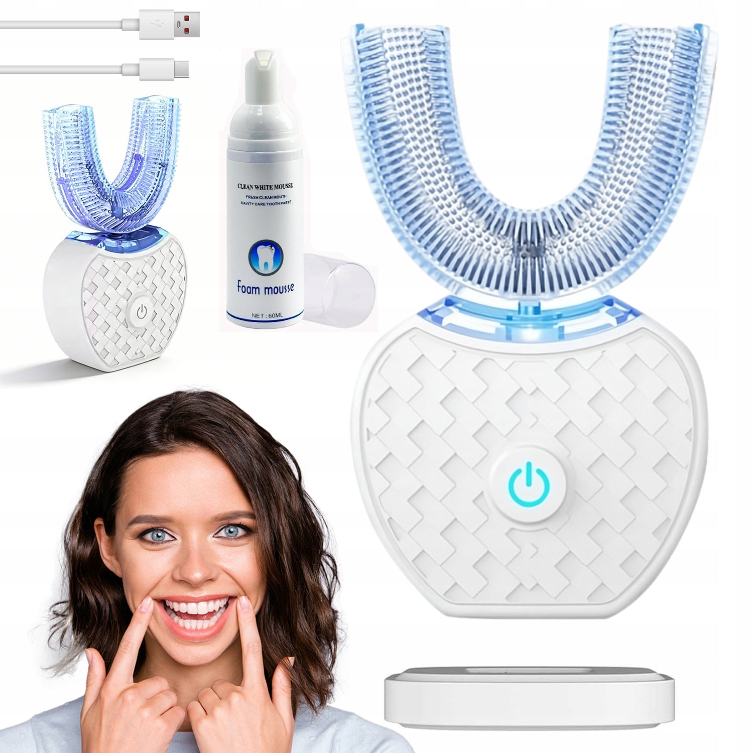 SONIC TOOTHBRUSH 360° U-SHAPE AUTOMATIC ELECTRIC WHITENING