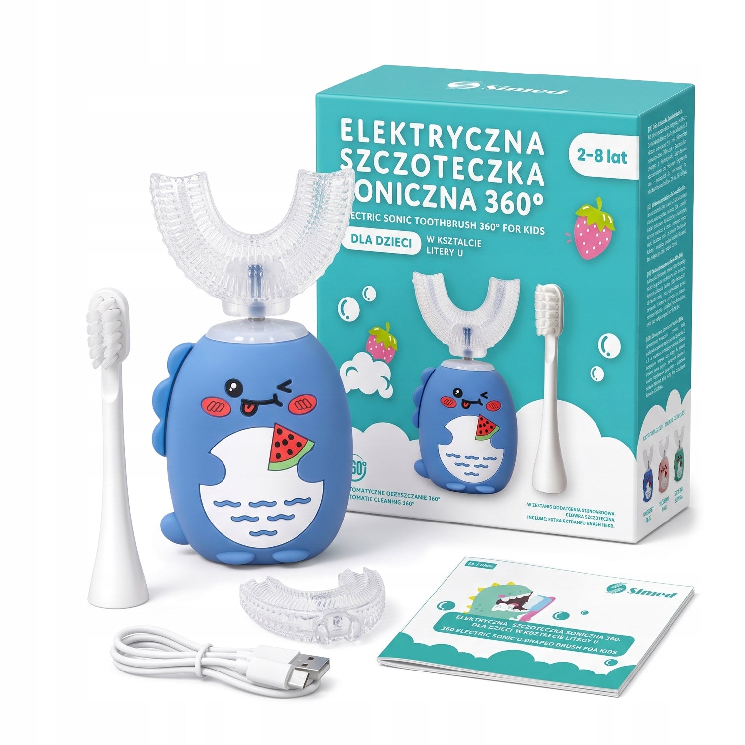 SONIC TOOTHBRUSH 360 for children TO LEARN TO BRUSH THEIR TEETH 2in1 BLUE