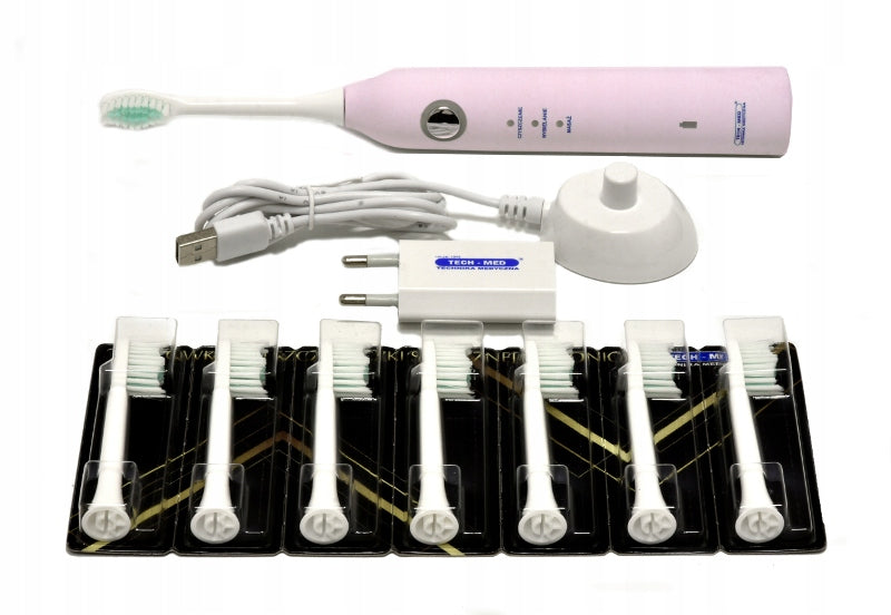 SONIC TOOTHBRUSH + 8 tips SET pink 3 MODES TECH-MED EAN (GTIN) 5901812547606