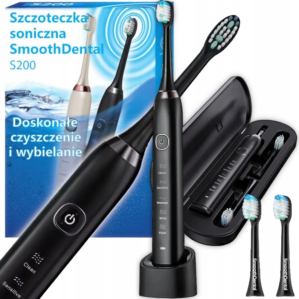 SONIC TOOTHBRUSH ELECTRIC CASE 5 MODES 3 TIPS