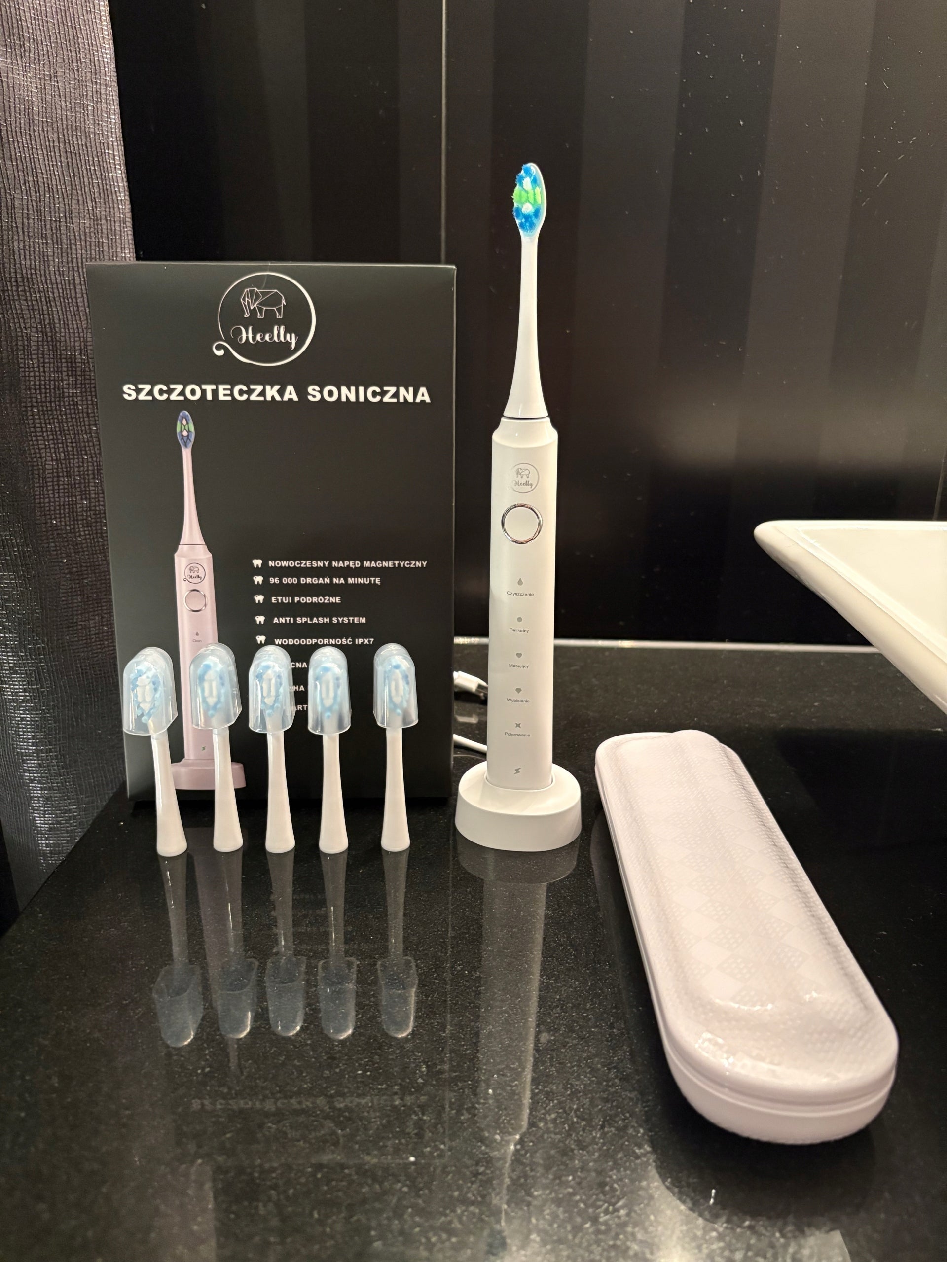 SONIC TOOTHBRUSH ELECTRIC HEELLY CASE 6 TIPS WHITE EAN (GTIN) 5907167320536