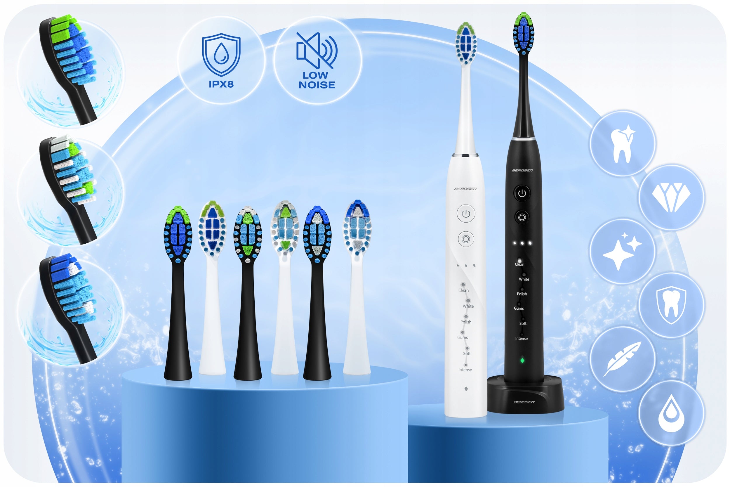 SONIC TOOTHBRUSH ELECTRIC SET OF 2 BERDSEN DUO GALAXY Packaging status original
