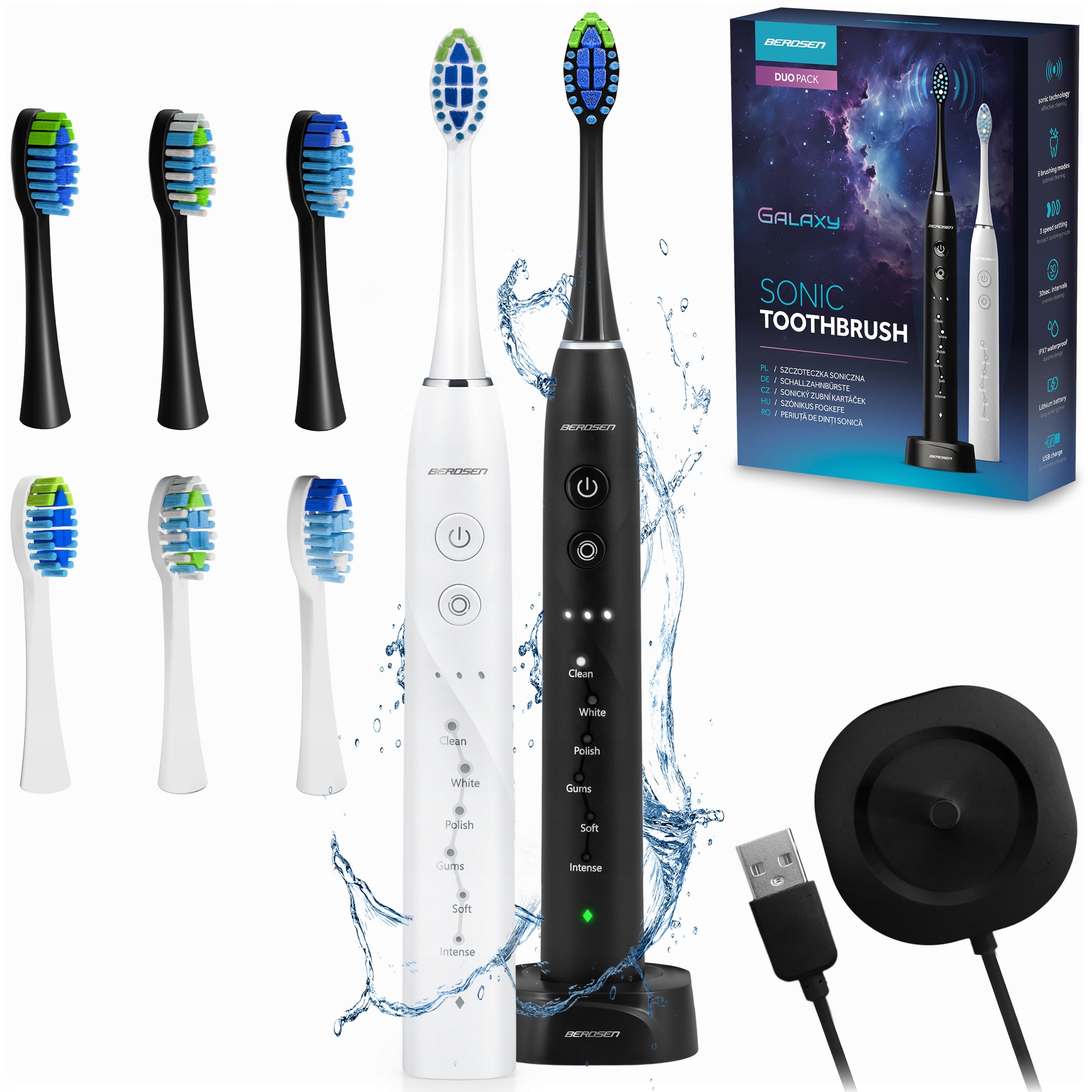 SONIC TOOTHBRUSH ELECTRIC SET OF 2 BERDSEN DUO GALAXY
