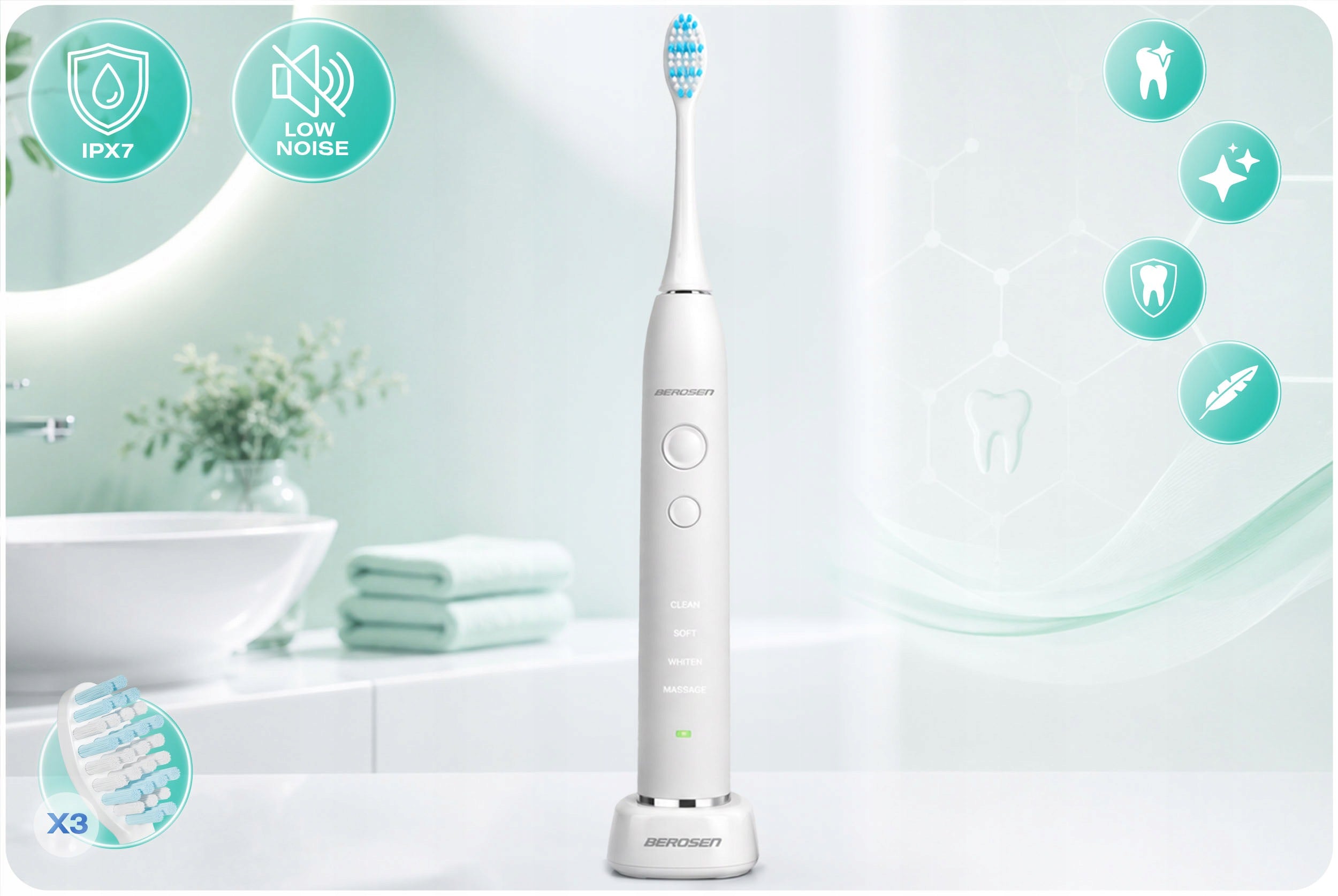 SONIC TOOTHBRUSH ELECTRIC SET WITH CASE BERDSEN Packaging status original