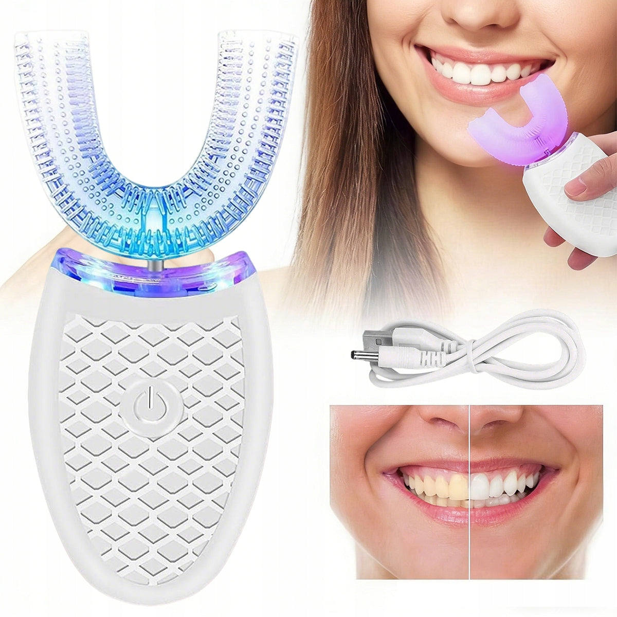 SONIC TOOTHBRUSH FOR ADULTS 360 DEGREES U-SHAPE WHITE Brand no brand