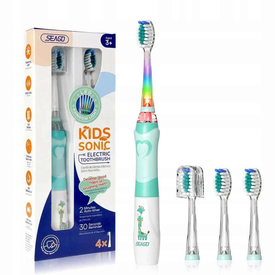 SONIC TOOTHBRUSH FOR CHILDREN 3-8 YEARS GREEN + FLASHLIGHT FUNCTION