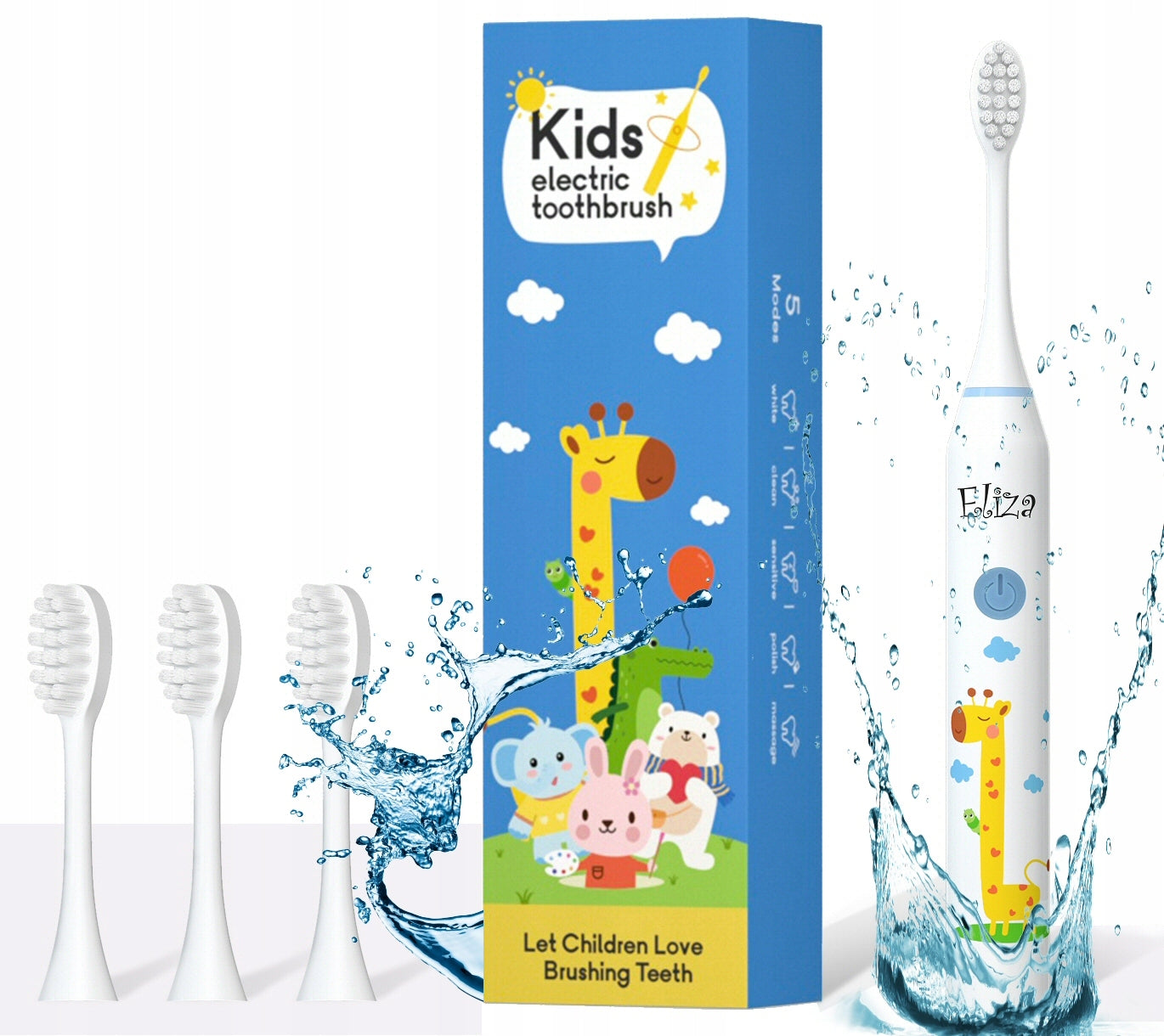 SONIC TOOTHBRUSH FOR CHILDREN AGED 3-12 YEARS WATERPROOF GIRAFFE