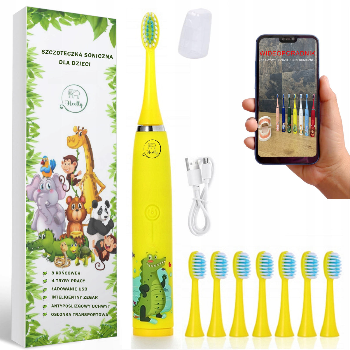 SONIC TOOTHBRUSH FOR CHILDREN, ELECTRIC, CROCODILE HEELLY