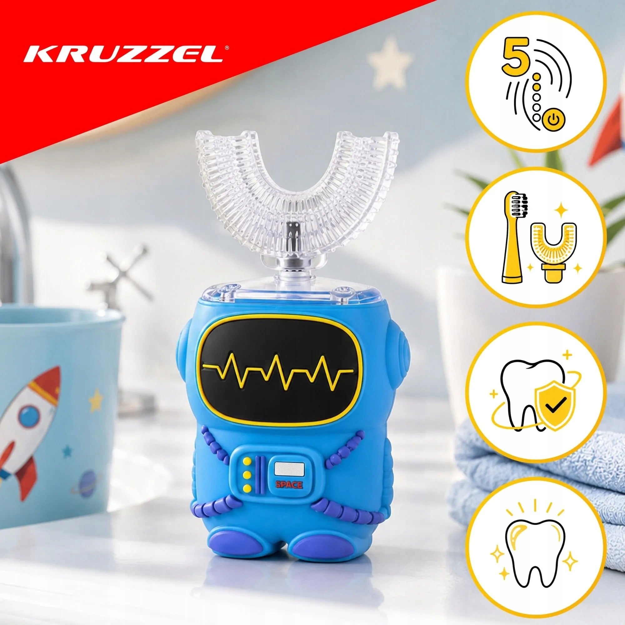 SONIC TOOTHBRUSH FOR CHILDREN ELECTRIC ROBOT 5 MODES TIMER USB 3+ Manufacturer code SZCZOTECZKA SONICZNA ROBOT