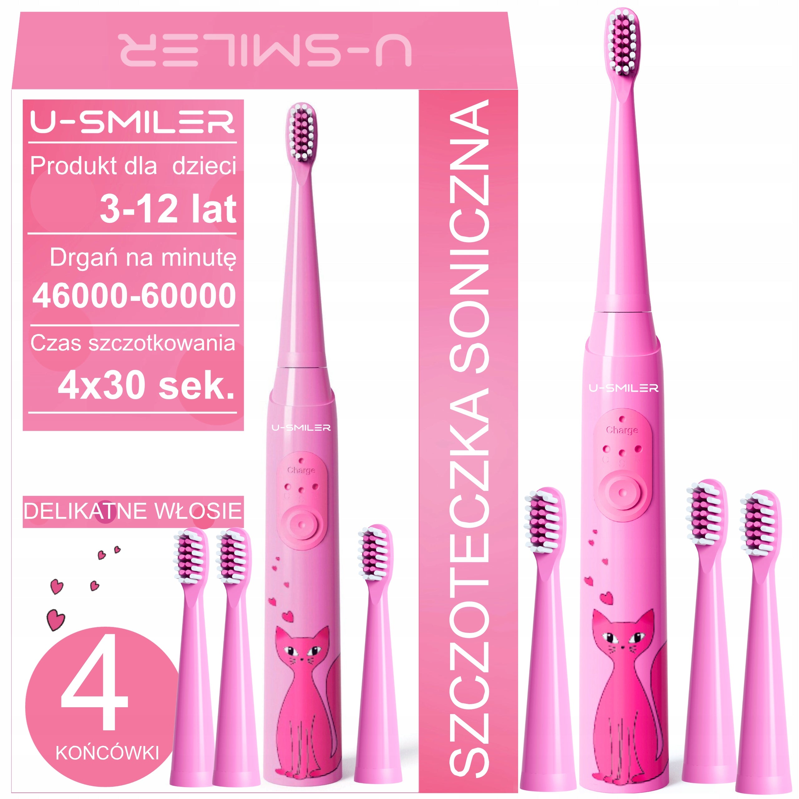 SONIC TOOTHBRUSH FOR CHILDREN ELECTRIC TOOTHBRUSH 3 MODES 4 USB TIPS