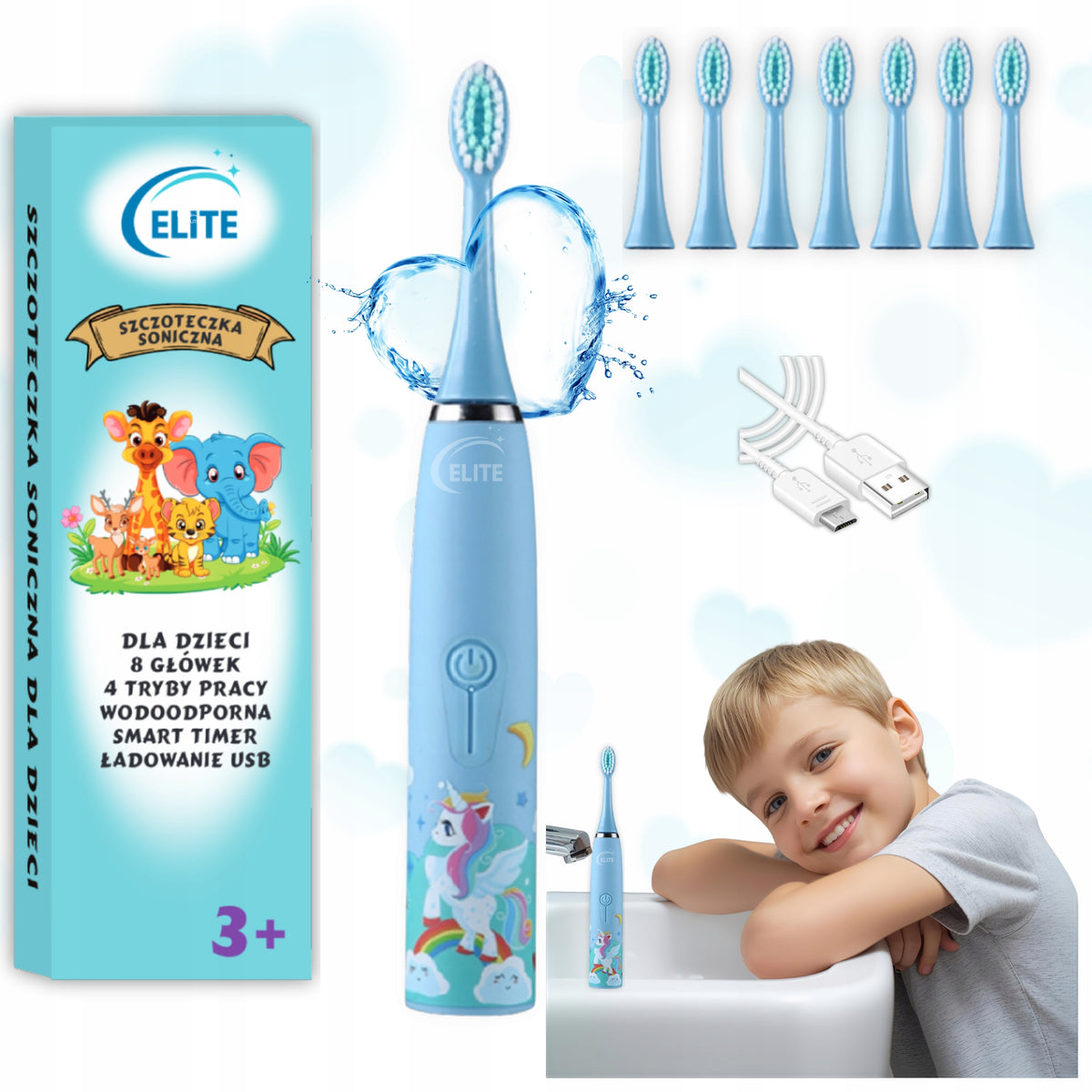 SONIC TOOTHBRUSH FOR CHILDREN ELECTRIC TOOTHBRUSH PONY TIPS