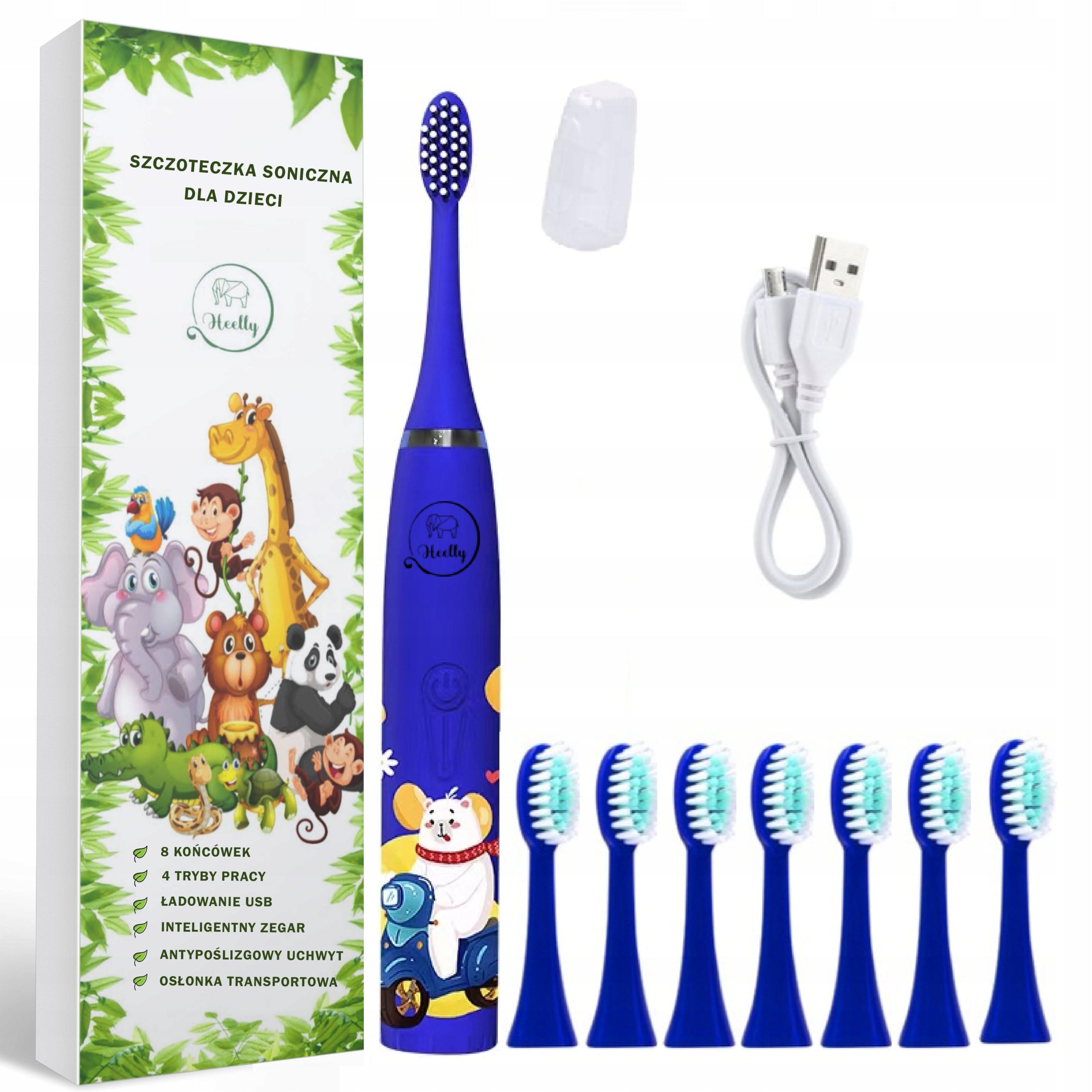 SONIC TOOTHBRUSH FOR CHILDREN ELECTRIC TOOTHBRUSH TEDDY BEARS HEELLY 8 HEADS Packaging status original