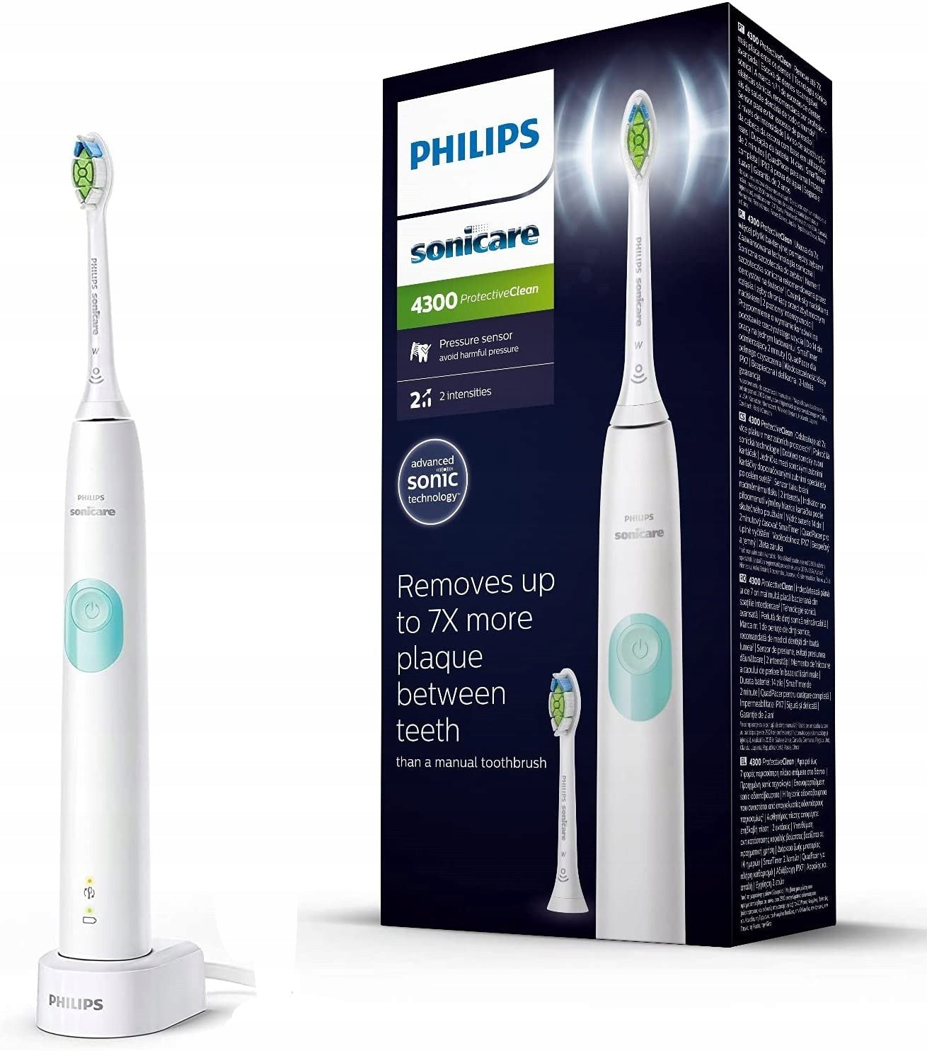 SONIC TOOTHBRUSH PHILIPS SONICARE ProtectiveClean 4300 white +2Tip