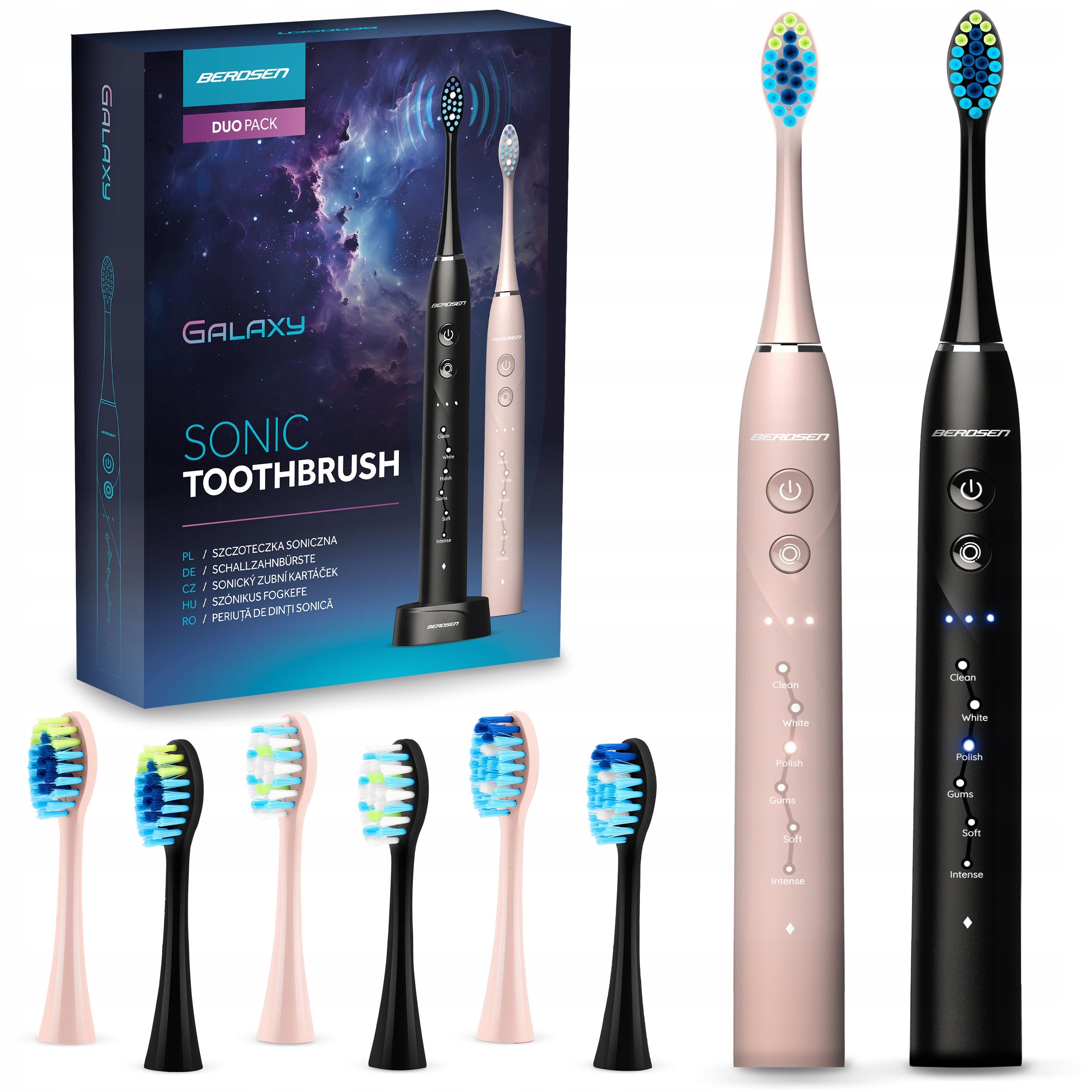SONIC TOOTHBRUSH SET OF 2PCS BERDSEN GALAXY DUO CORDLESS