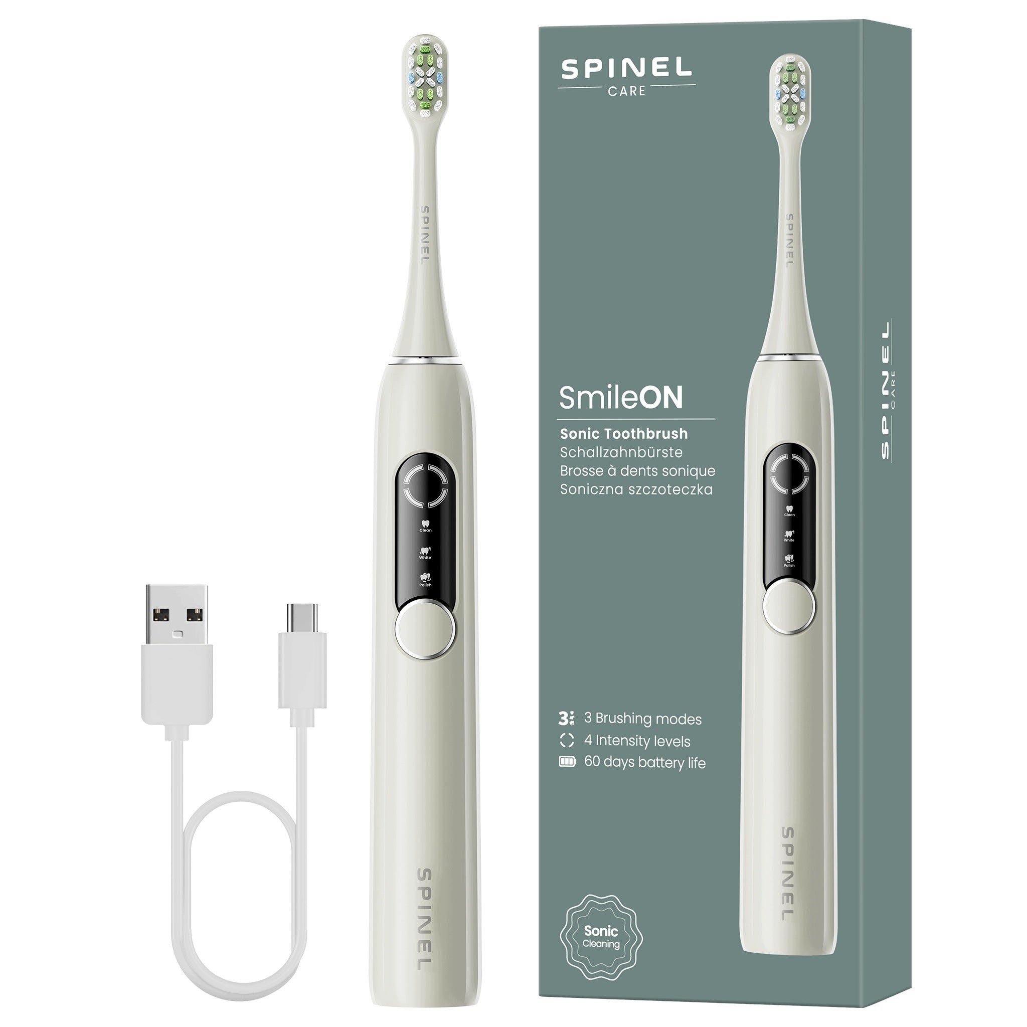 SONIC TOOTHBRUSH SPINEL SmileON - 3 Programs - BATTERY 60 DAYS