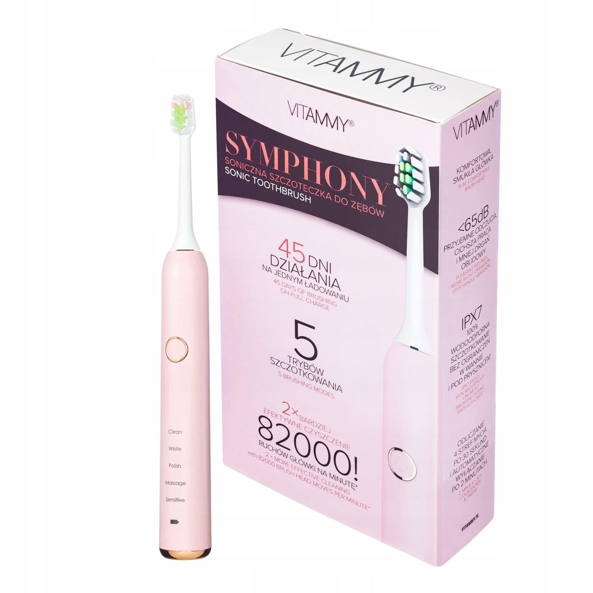 SONIC TOOTHBRUSH SYMPHONY ROZOWA FOR CHILDREN 5 MODES FOR ZEBRAS Manufacturer code 5906551406184