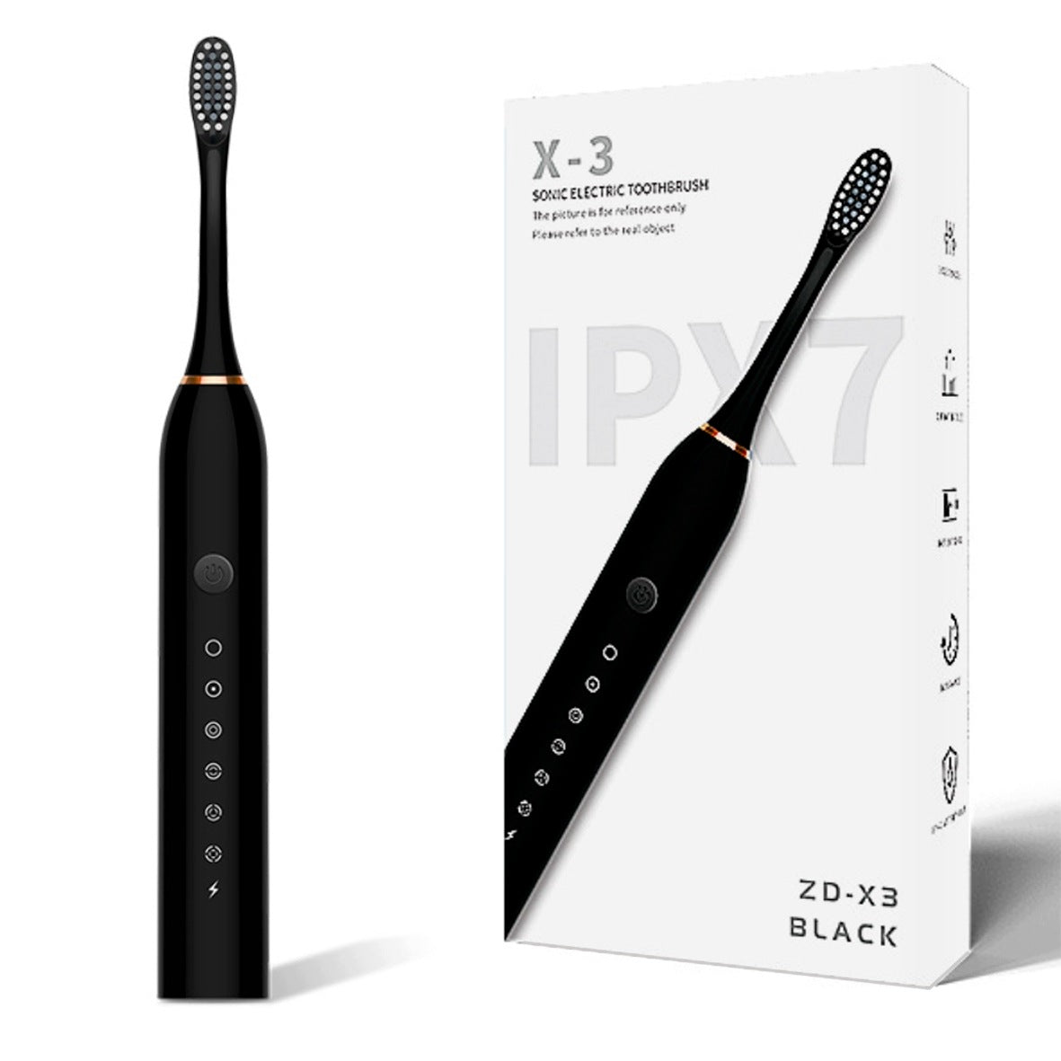 SONIC TOOTHBRUSH ZD-X3 Black + 4 INTERCHANGEABLE TIPS Manufacturer code ZD-X3 Black