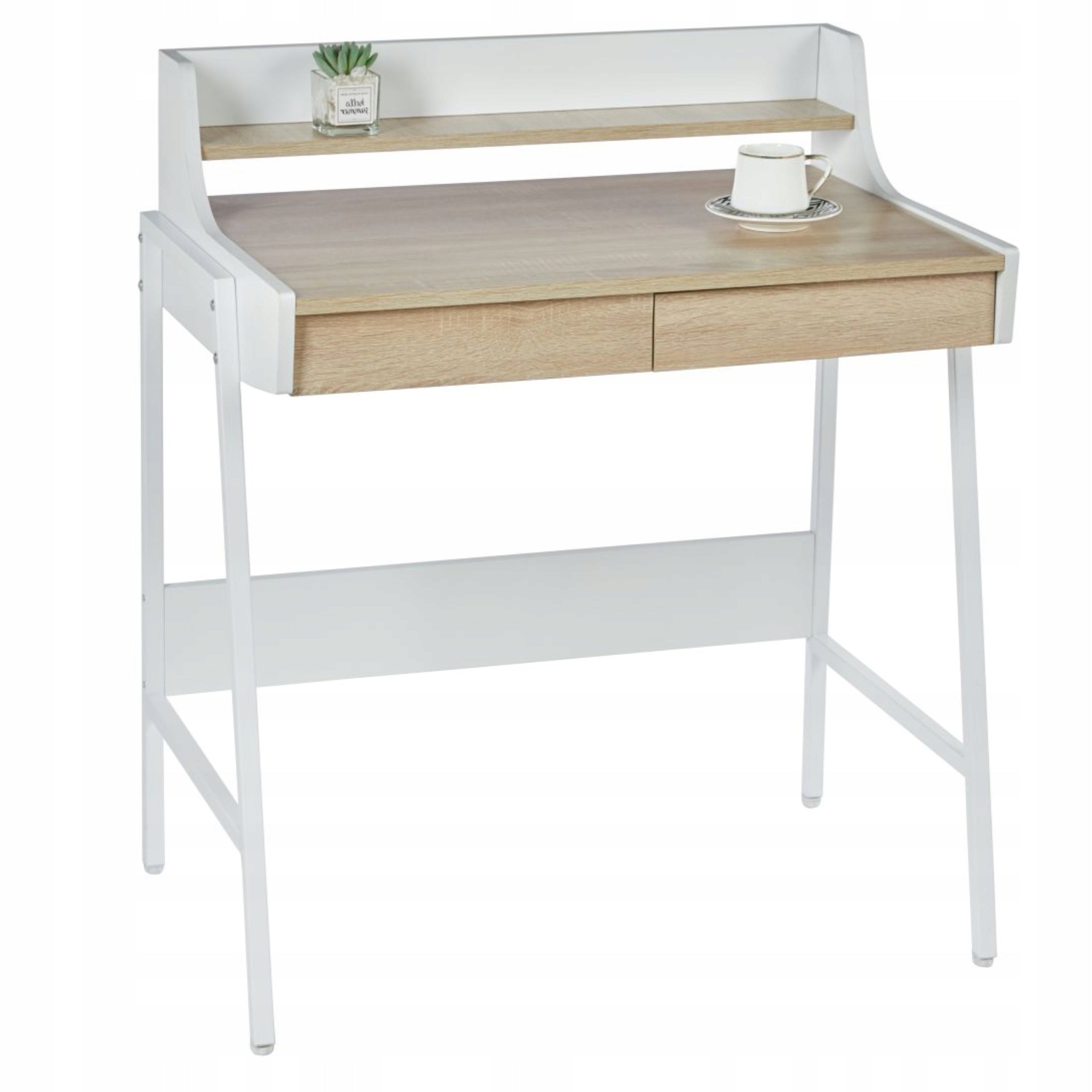 SONOMA OAK desk with WHITE FRAME 2 DRAWERS with EXTENSION Furnitex EAN (GTIN) 5904647469150